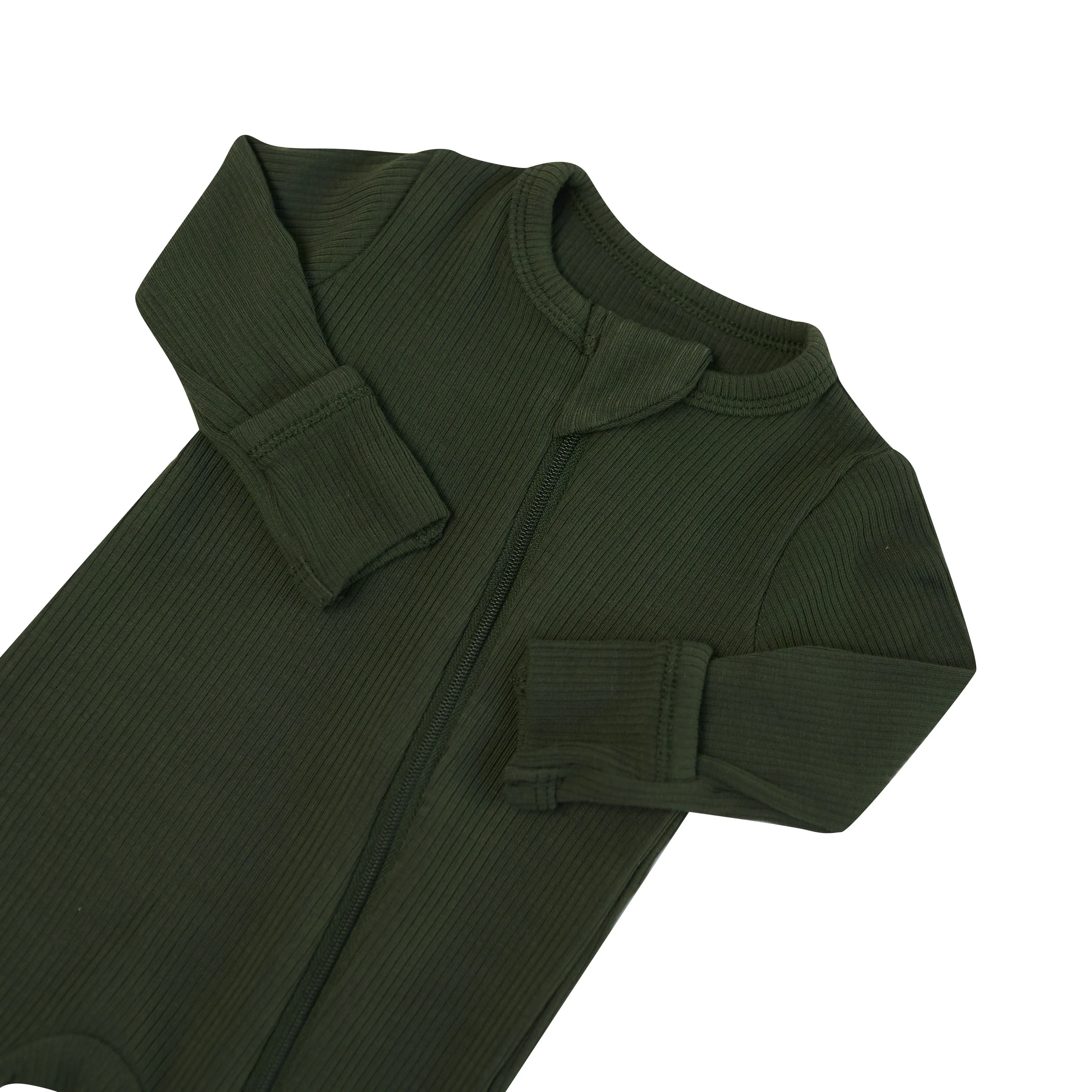 Ribbed Zipper Romper in Fir - Image 5