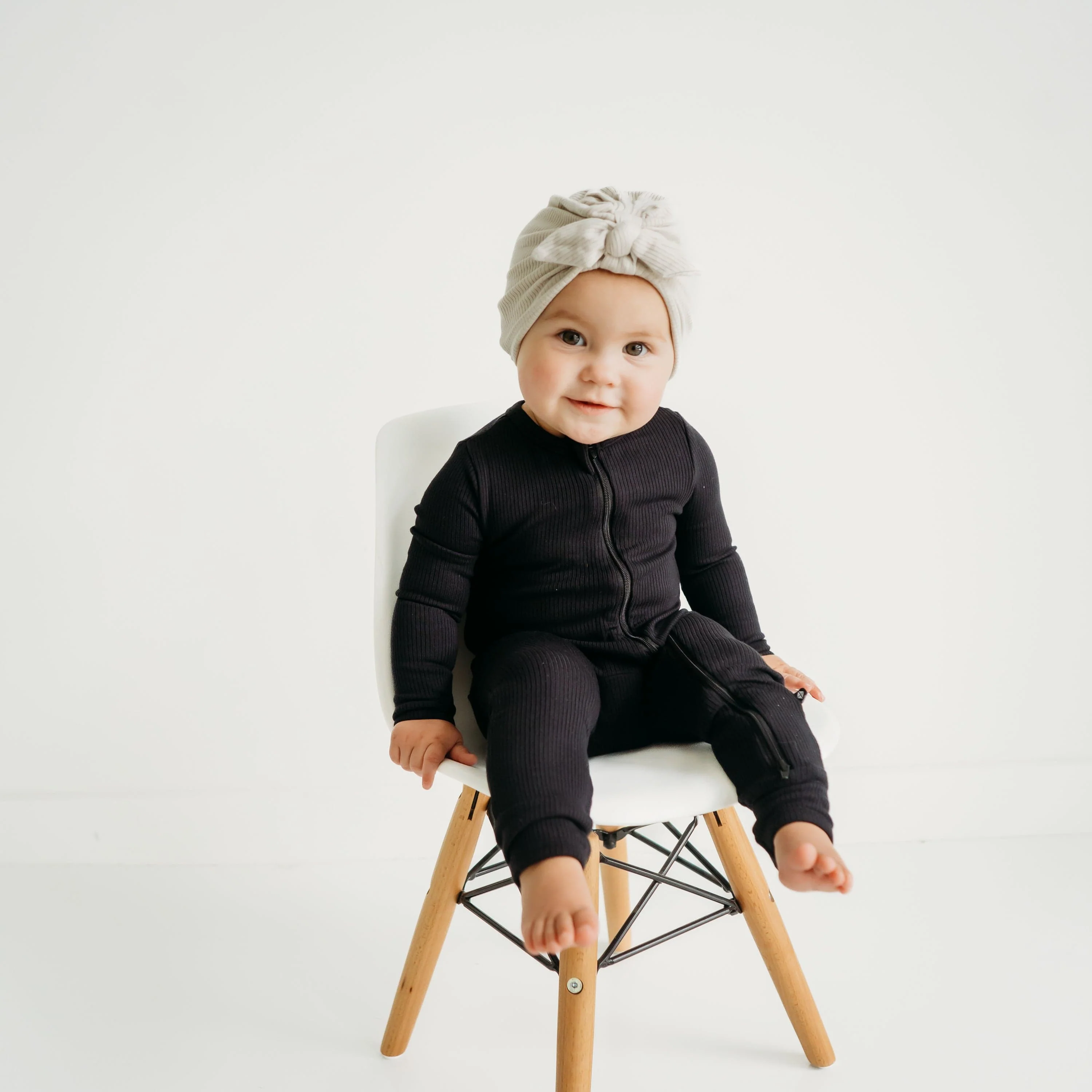 Ribbed Zipper Romper in Midnight - Image 3