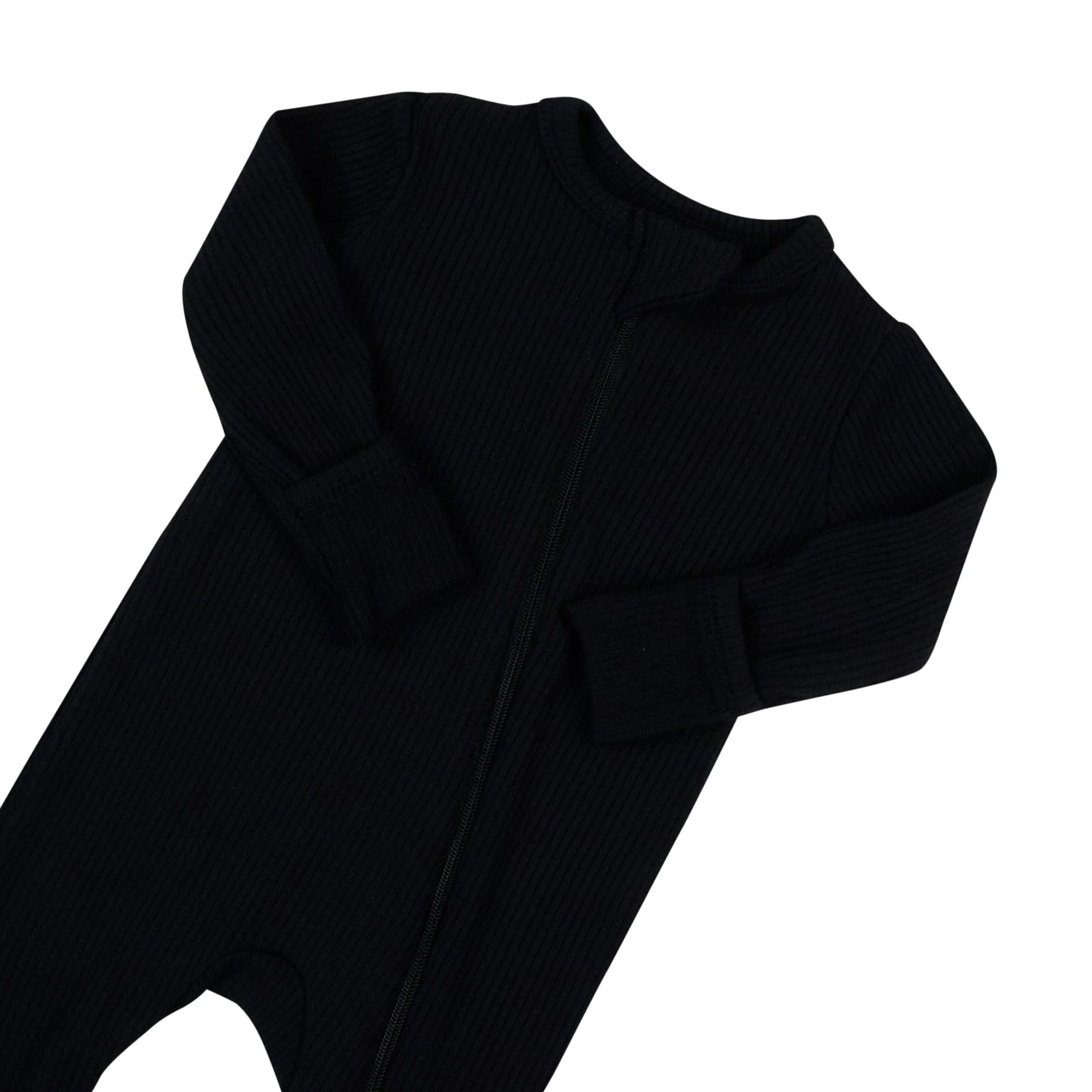 Ribbed Zipper Romper in Midnight - Image 5