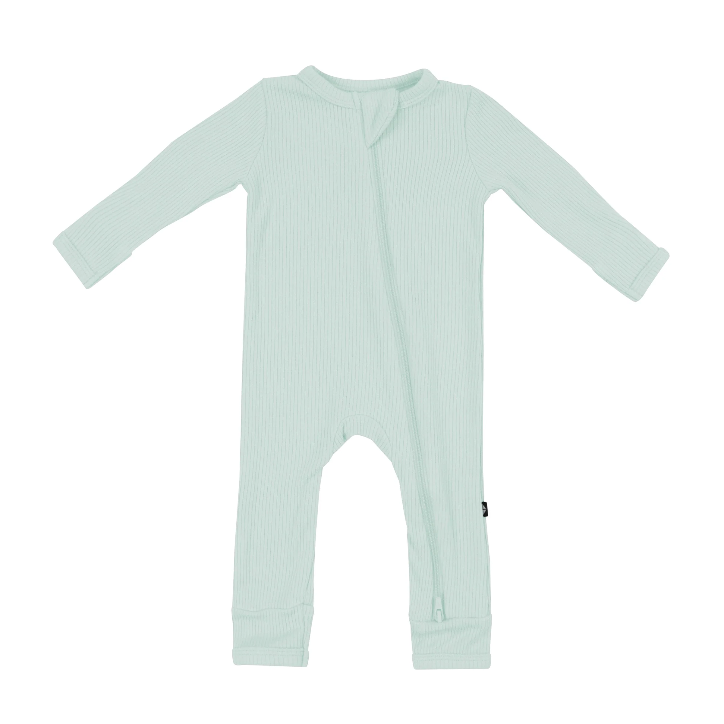 Ribbed Zipper Romper in Sage - Image 2