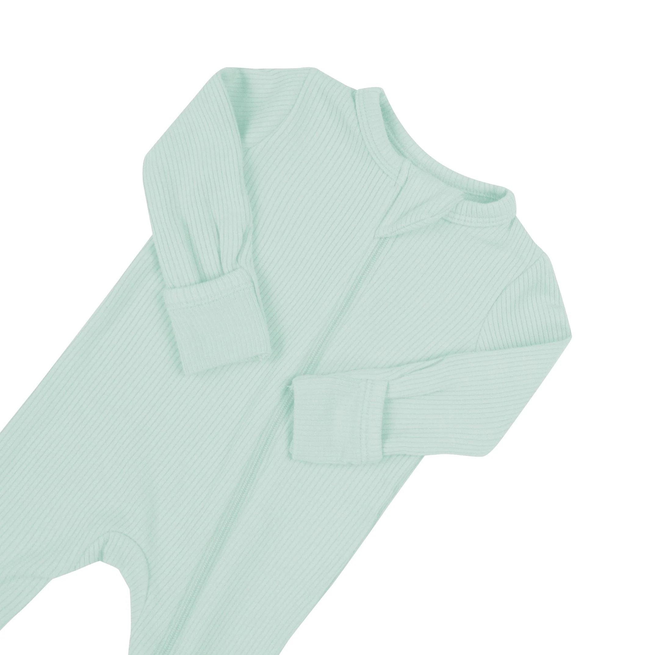 Ribbed Zipper Romper in Sage - Image 4