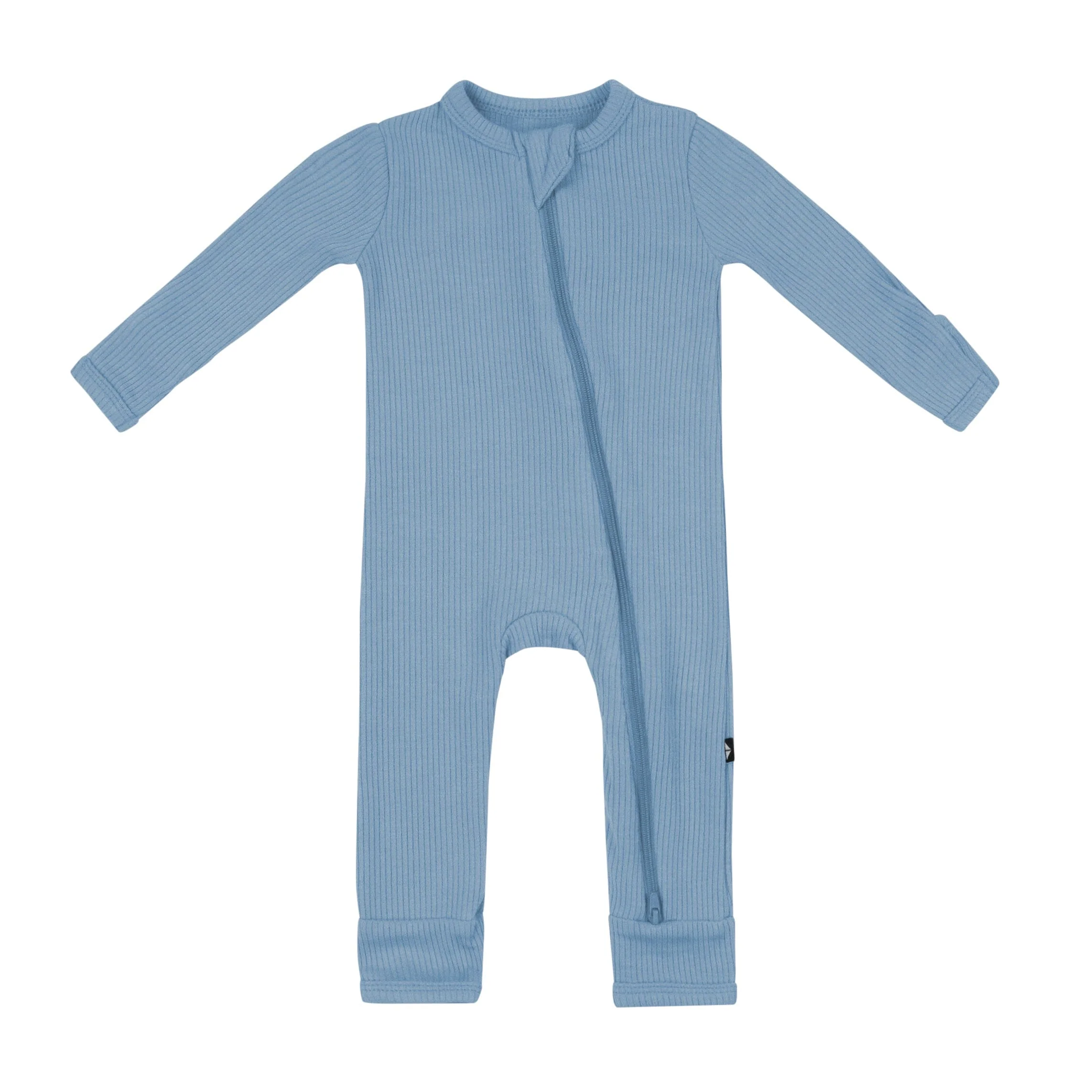 Ribbed Zipper Romper in Slate - Image 2