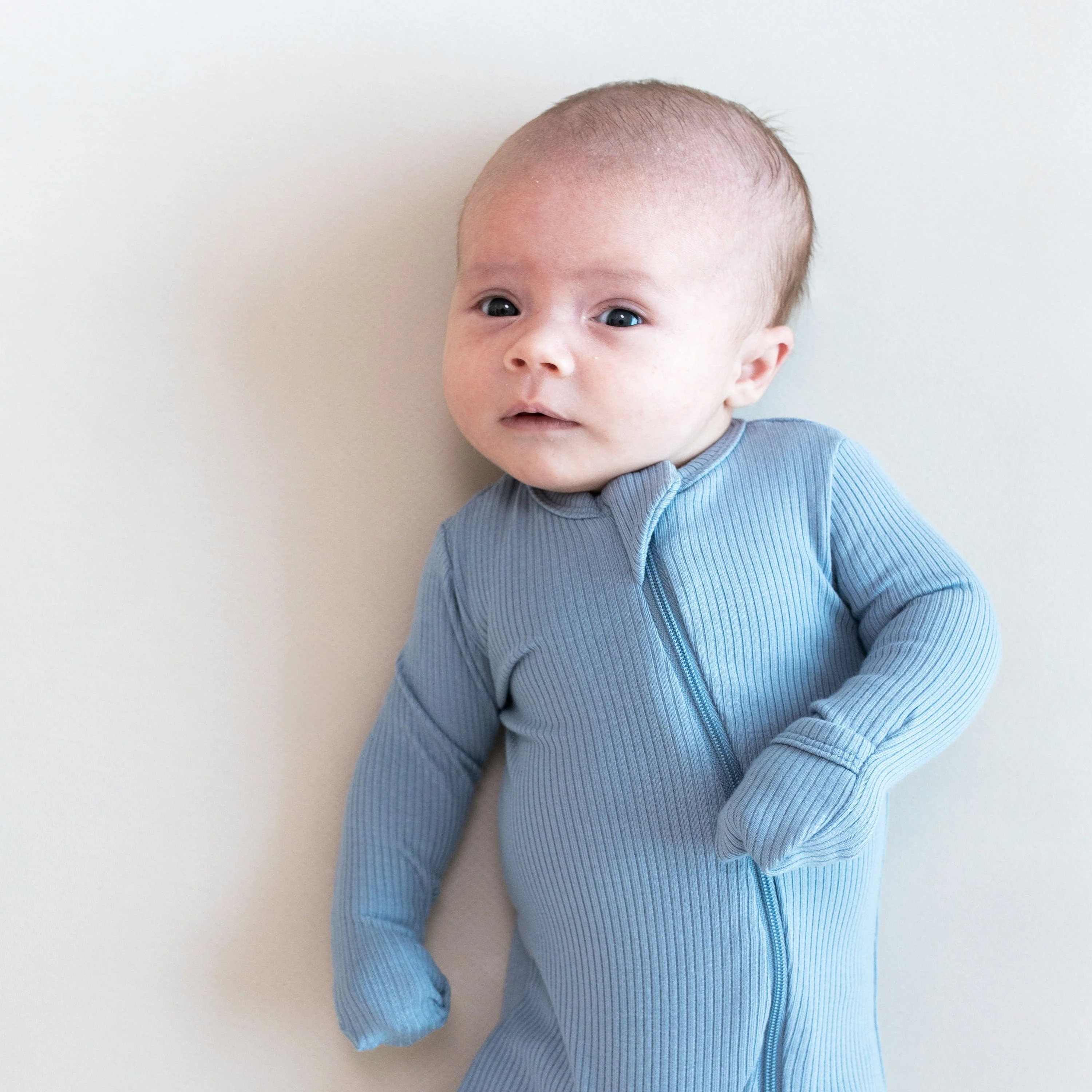 Ribbed Zipper Romper in Slate - Image 3