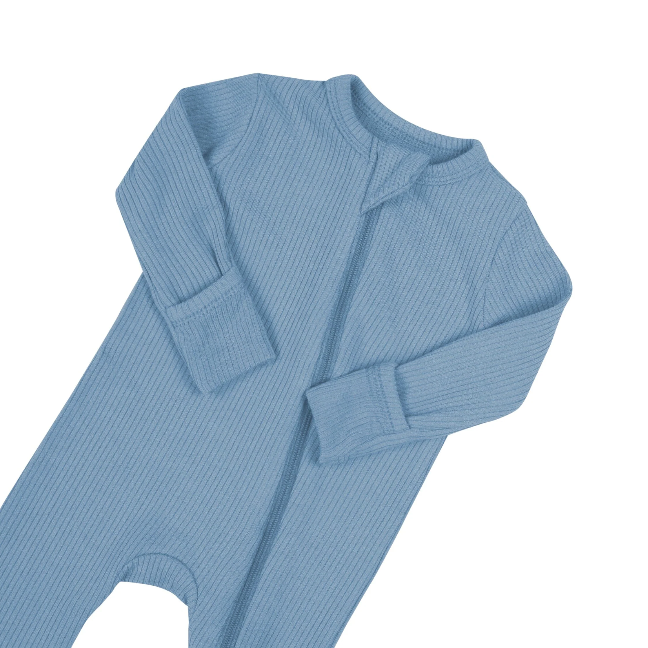 Ribbed Zipper Romper in Slate - Image 4