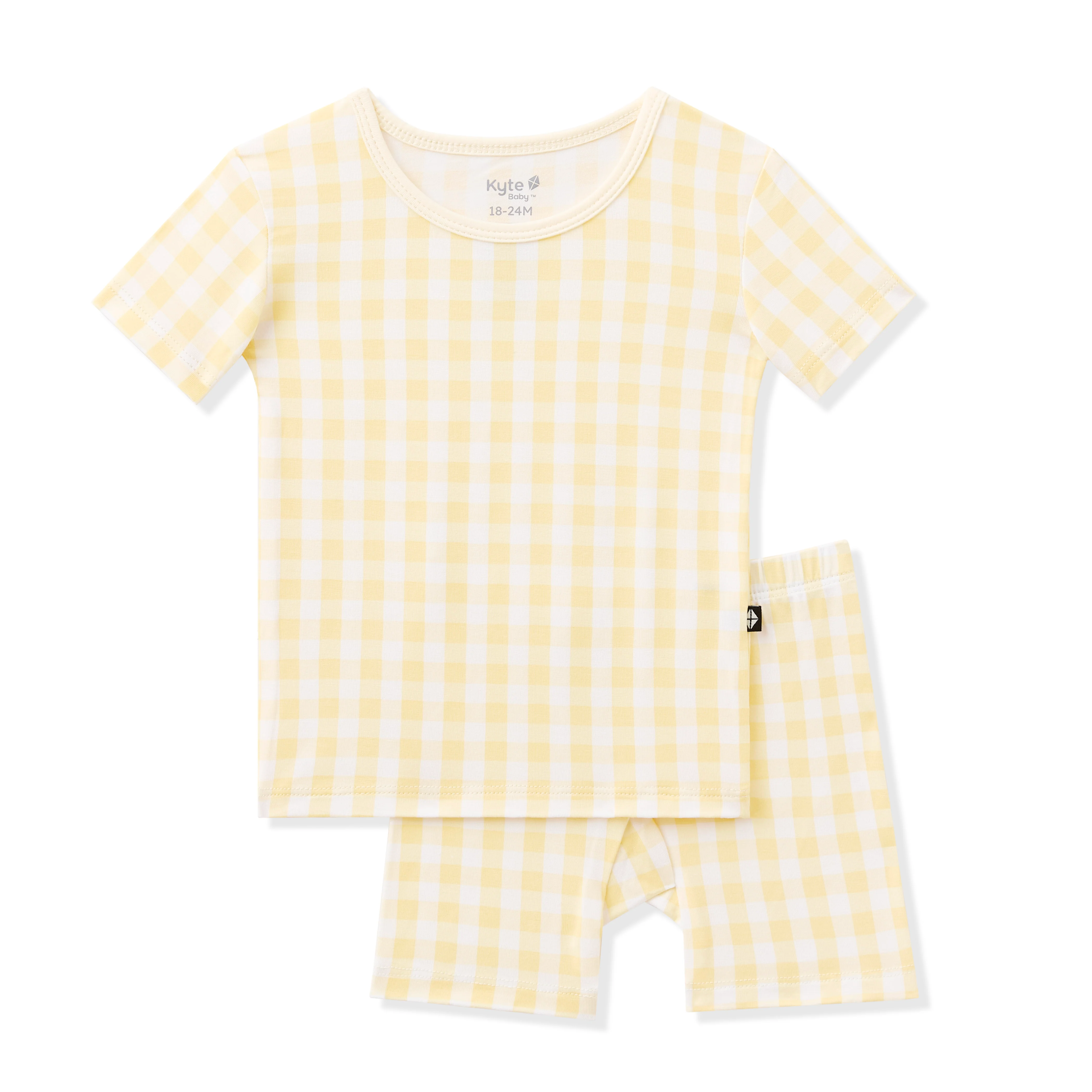 Short Sleeve Pajamas in Gingham Chamomile - Image 2