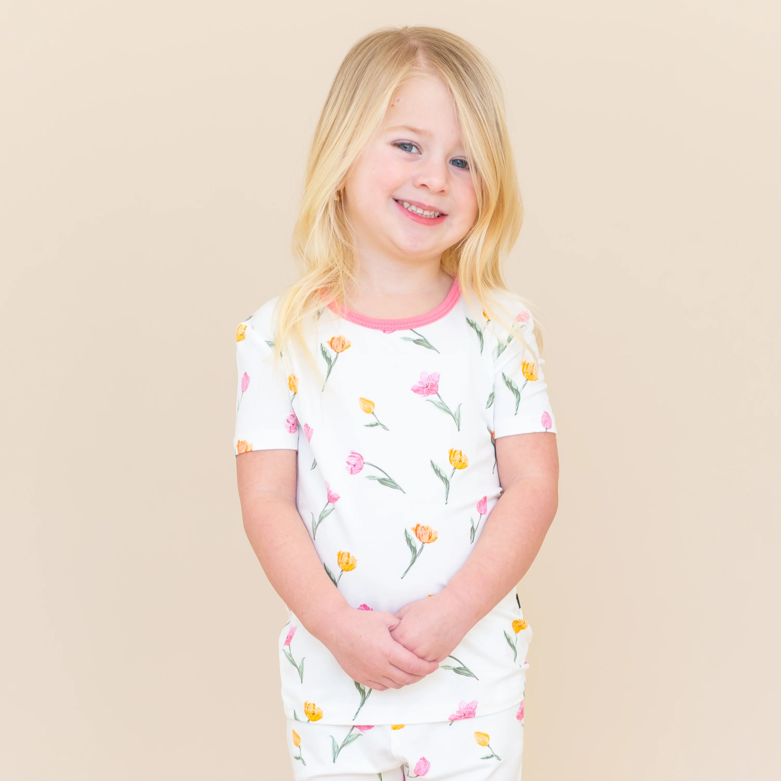 Short Sleeve Pajamas in Tulip - Image 3
