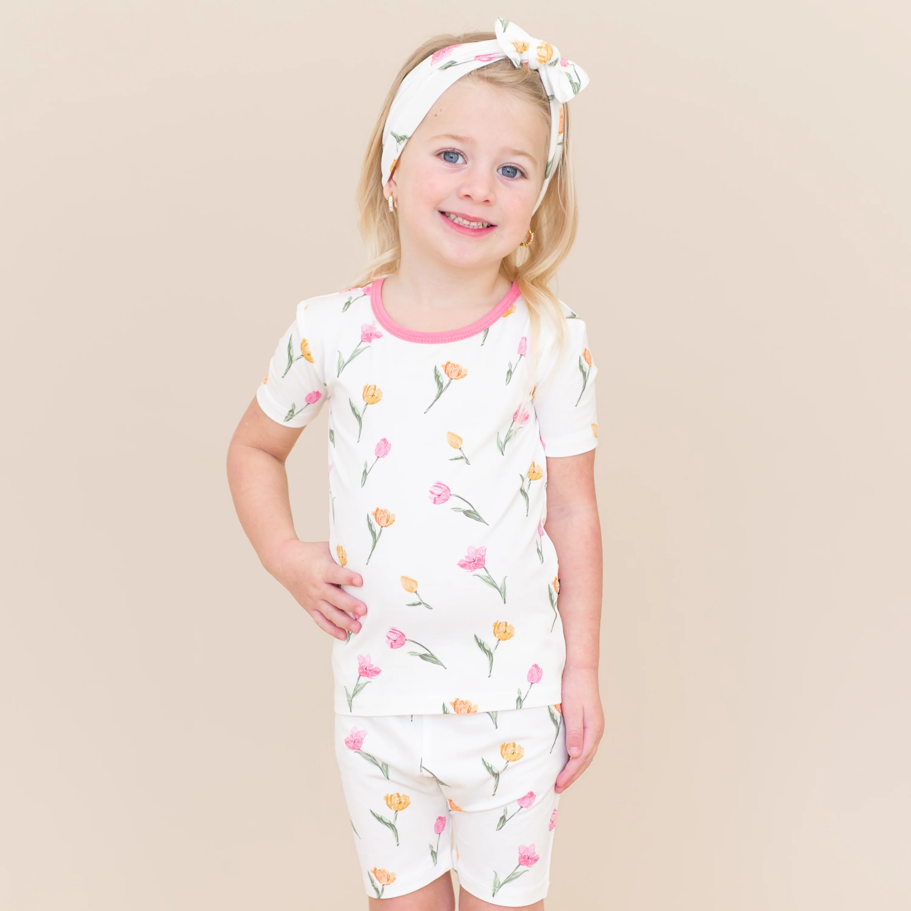 Short Sleeve Pajamas in Tulip - Image 4