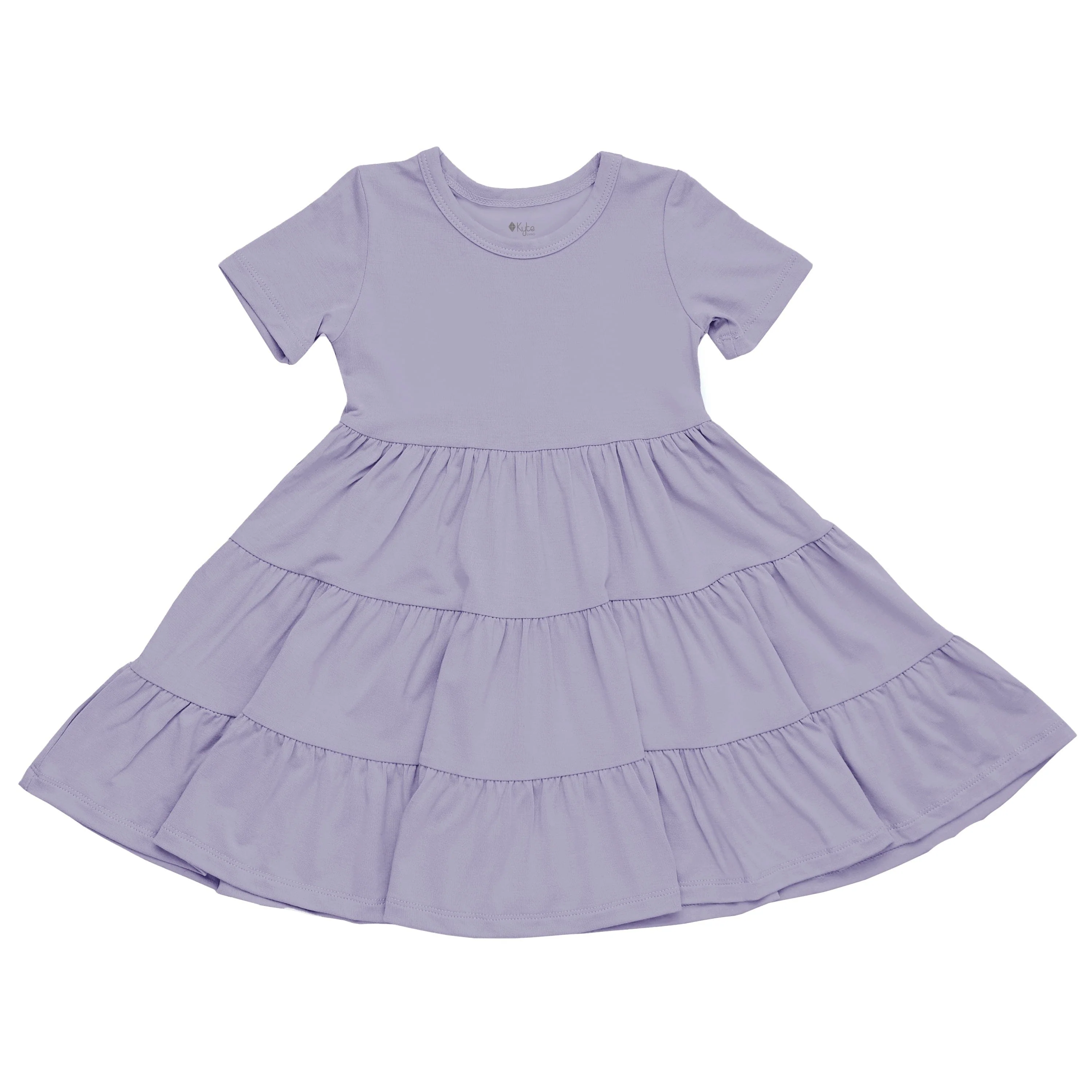 Short Sleeve Tiered Dress in Taro - Image 2
