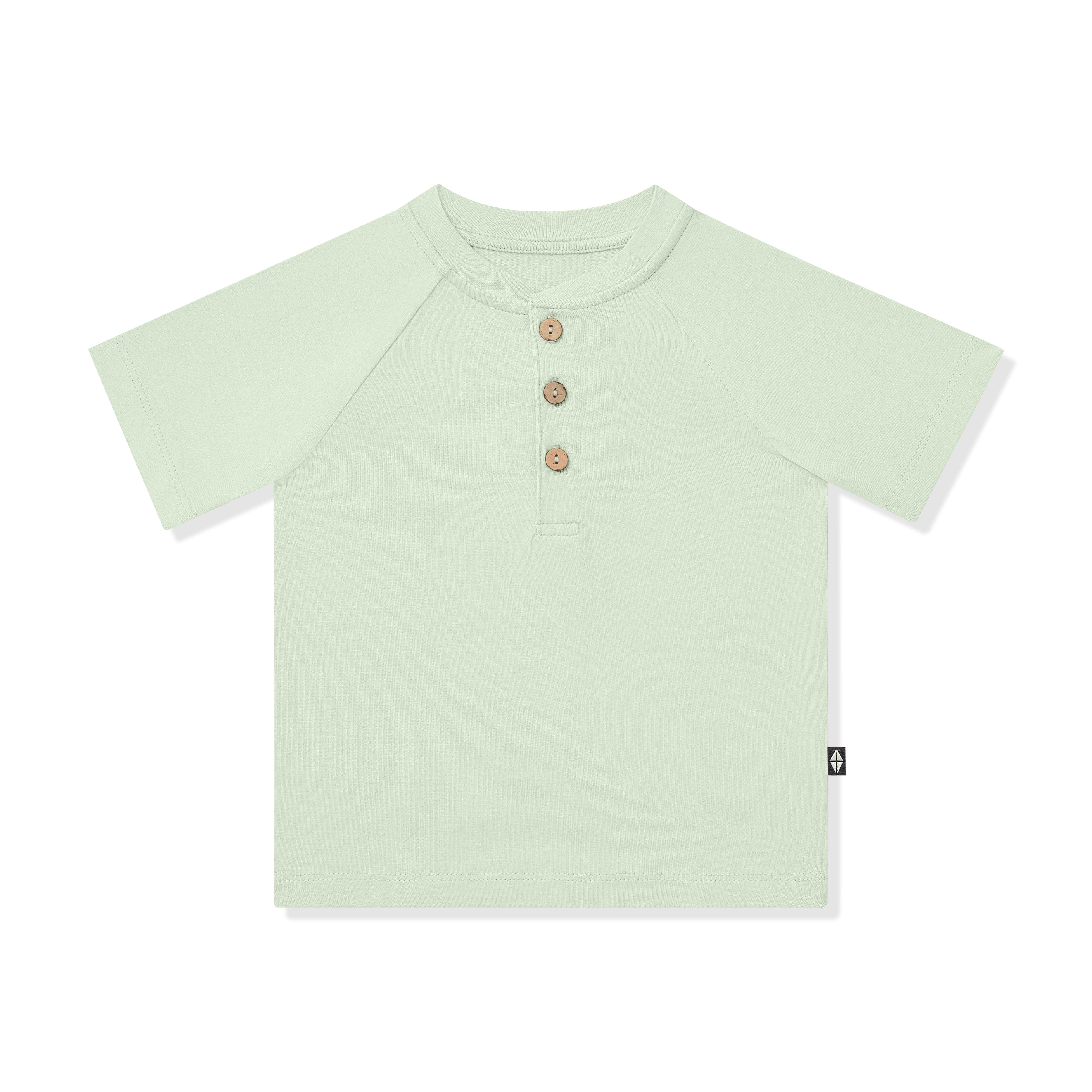Short Sleeve Toddler Henley Tee in Basil - Image 2