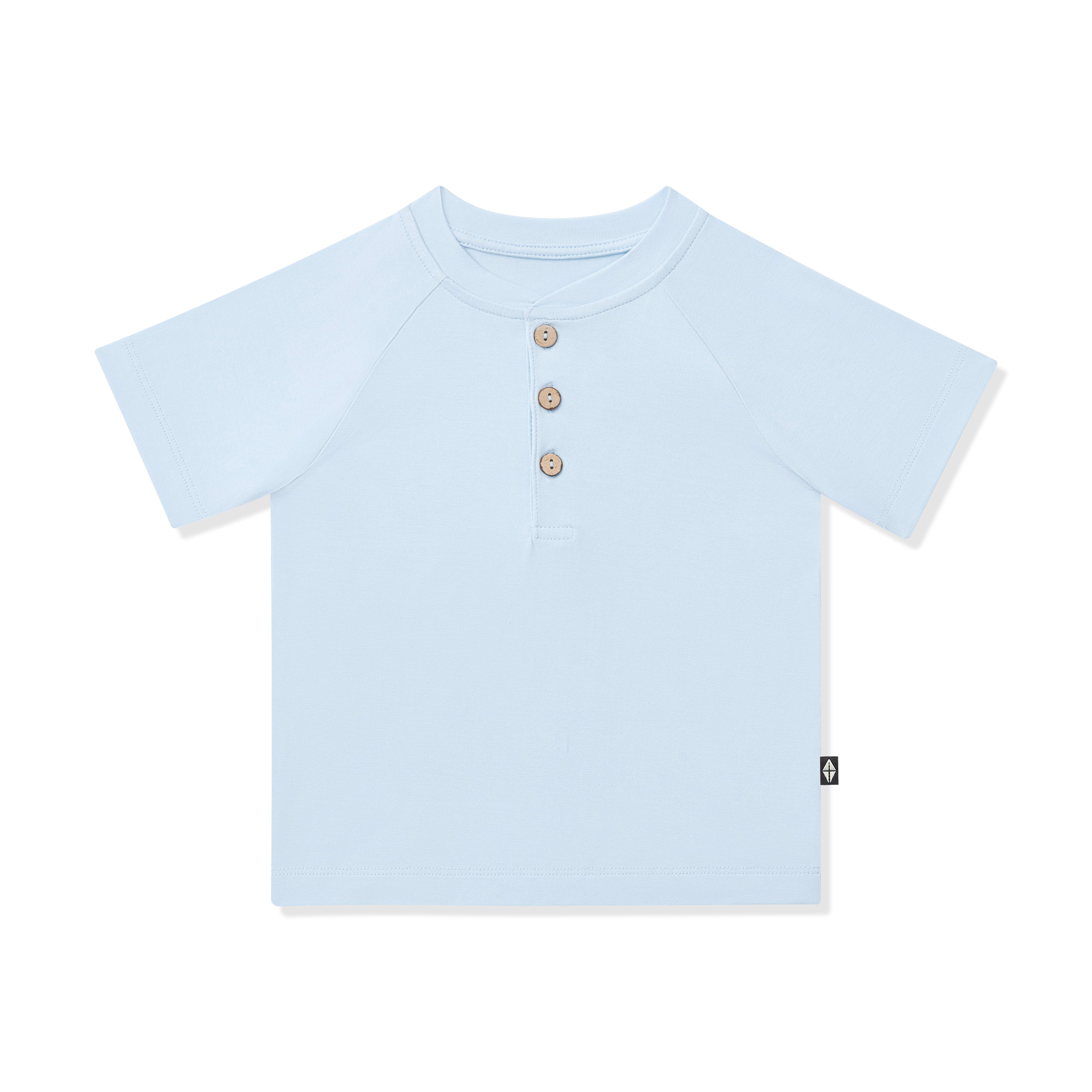 Short Sleeve Toddler Henley Tee in Breeze - Image 2