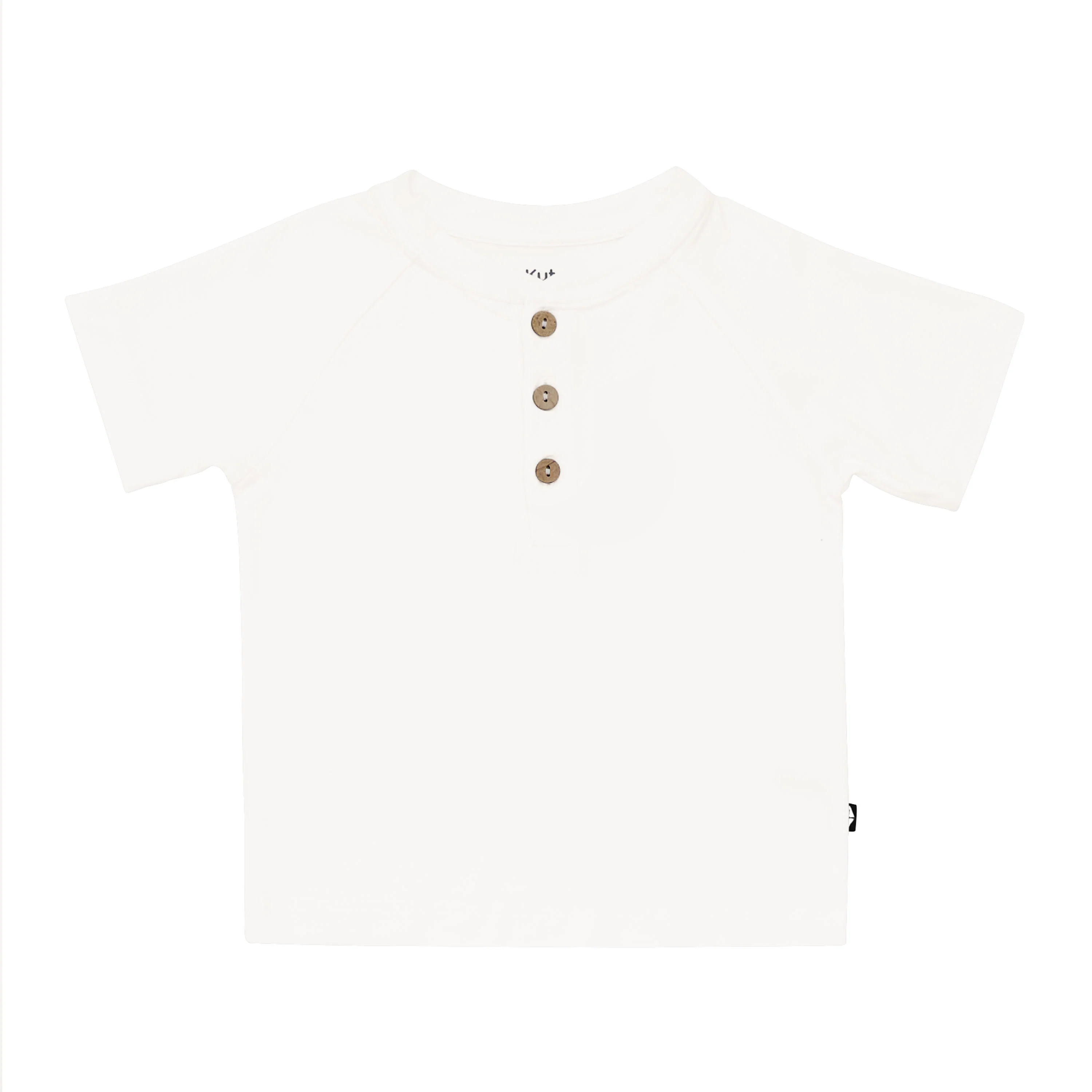 Short Sleeve Toddler Henley Tee in Cloud - Image 2