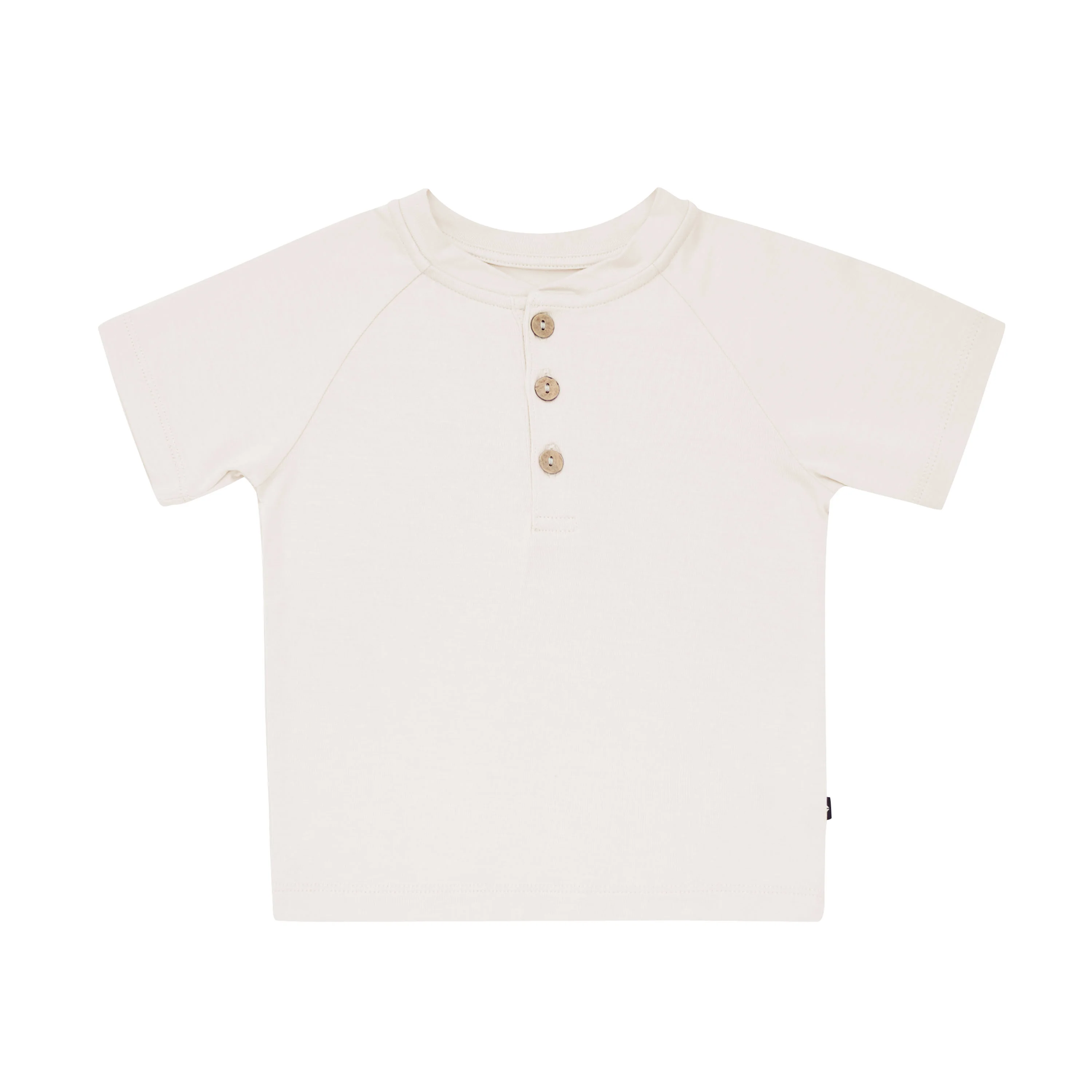 Short Sleeve Toddler Henley Tee in Oat - Image 2
