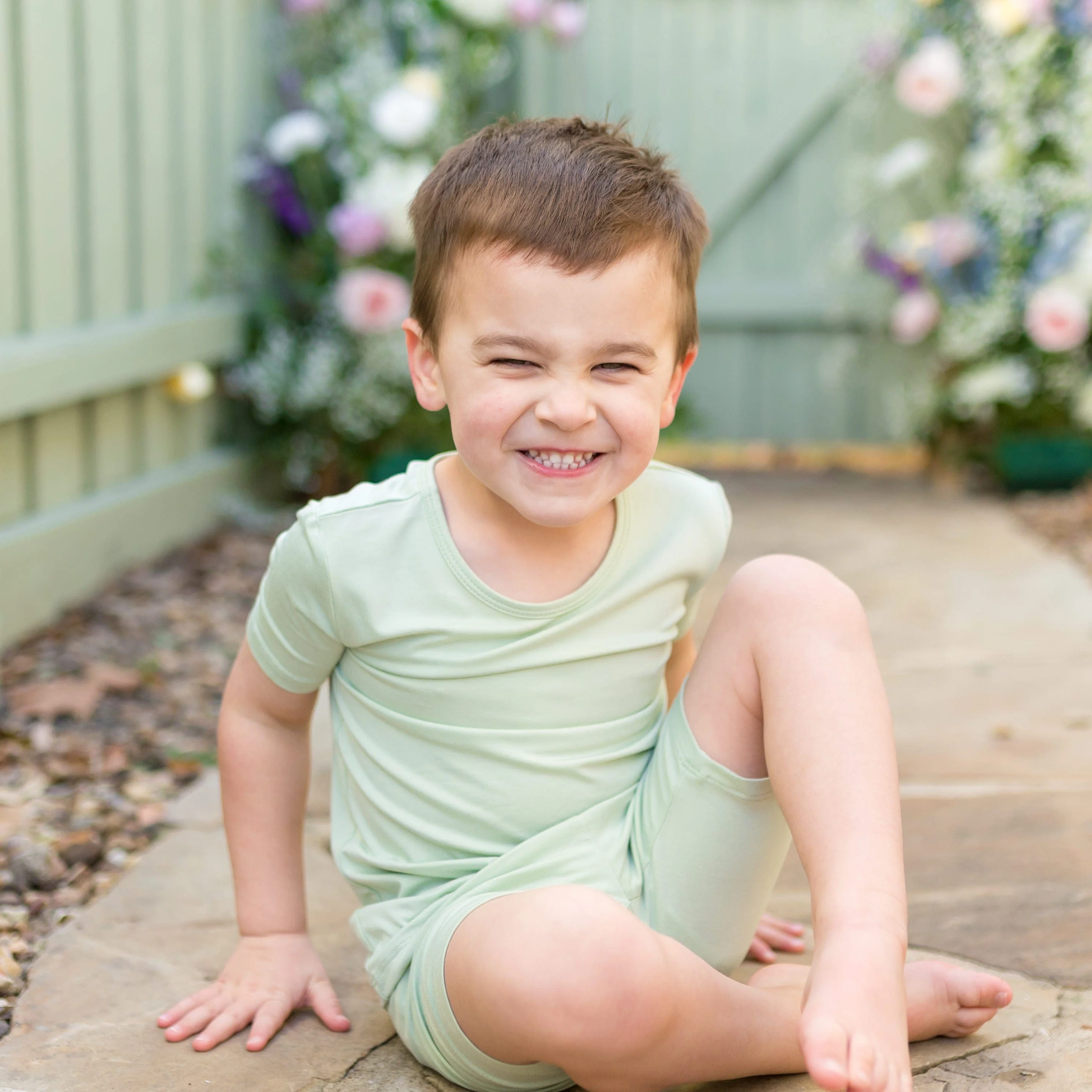 Short Sleeve Pajamas in Basil - Image 3