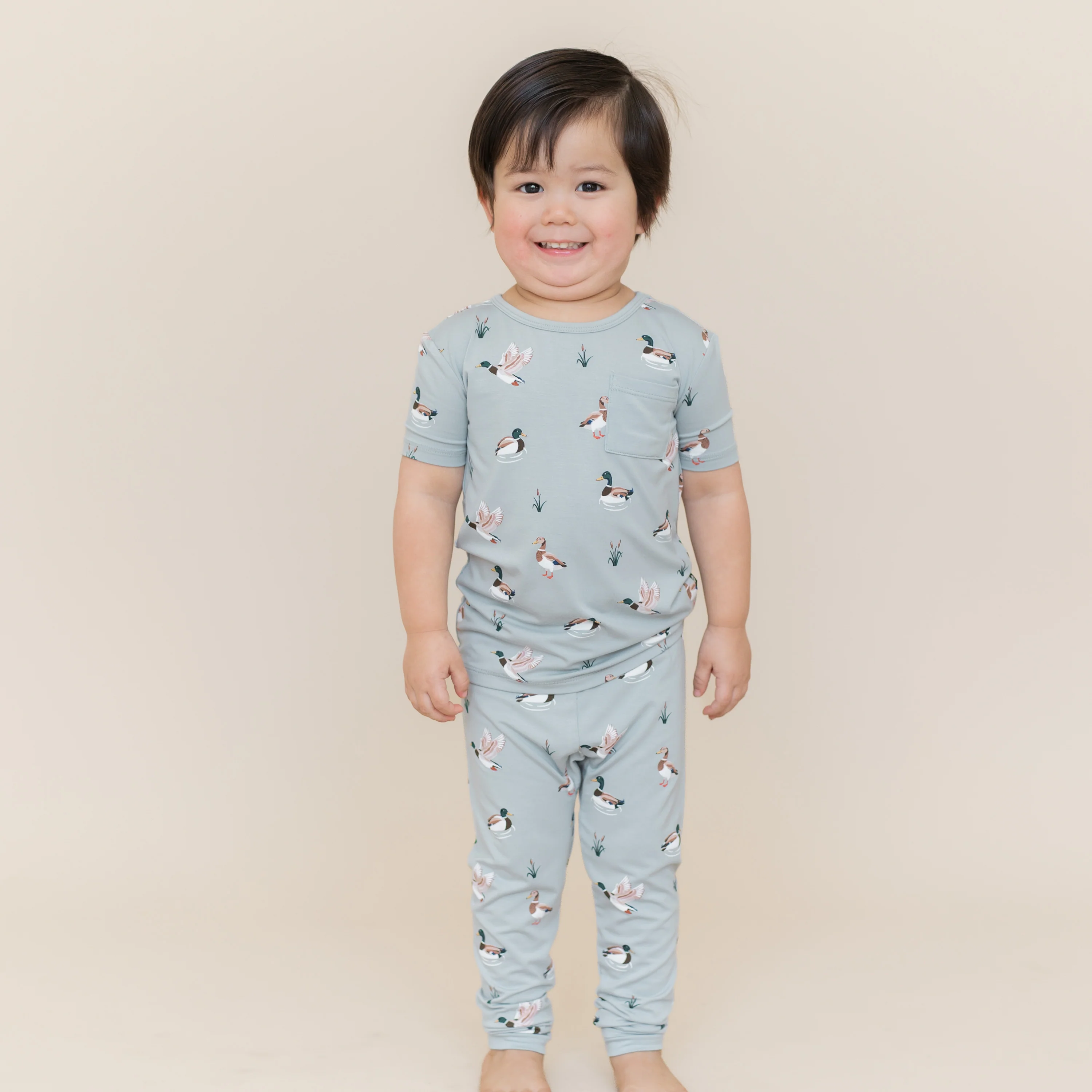 Short Sleeve with Pants Pajamas in Mallard Duck - Image 3
