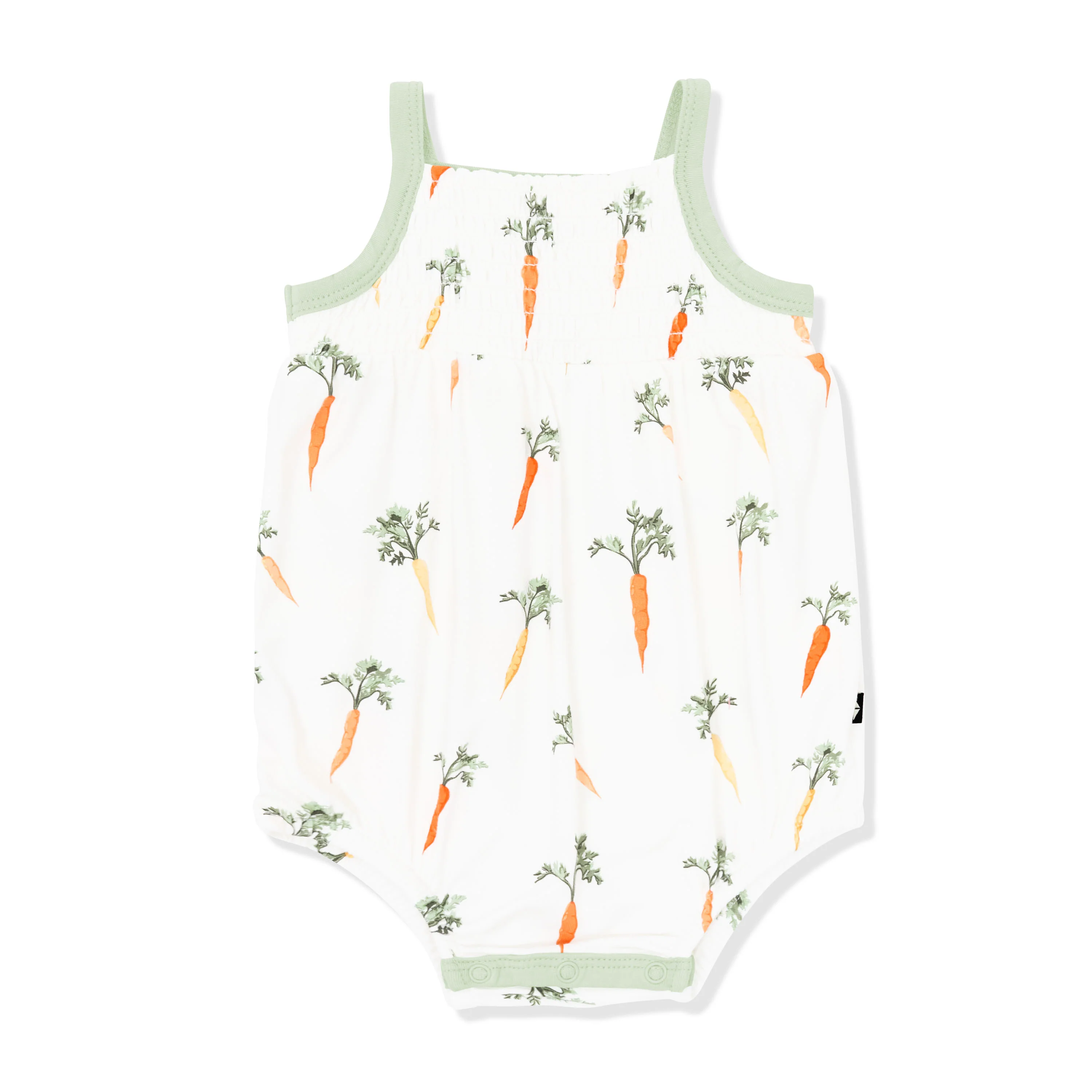 Smocked Bubble Romper in Carrot - Image 2