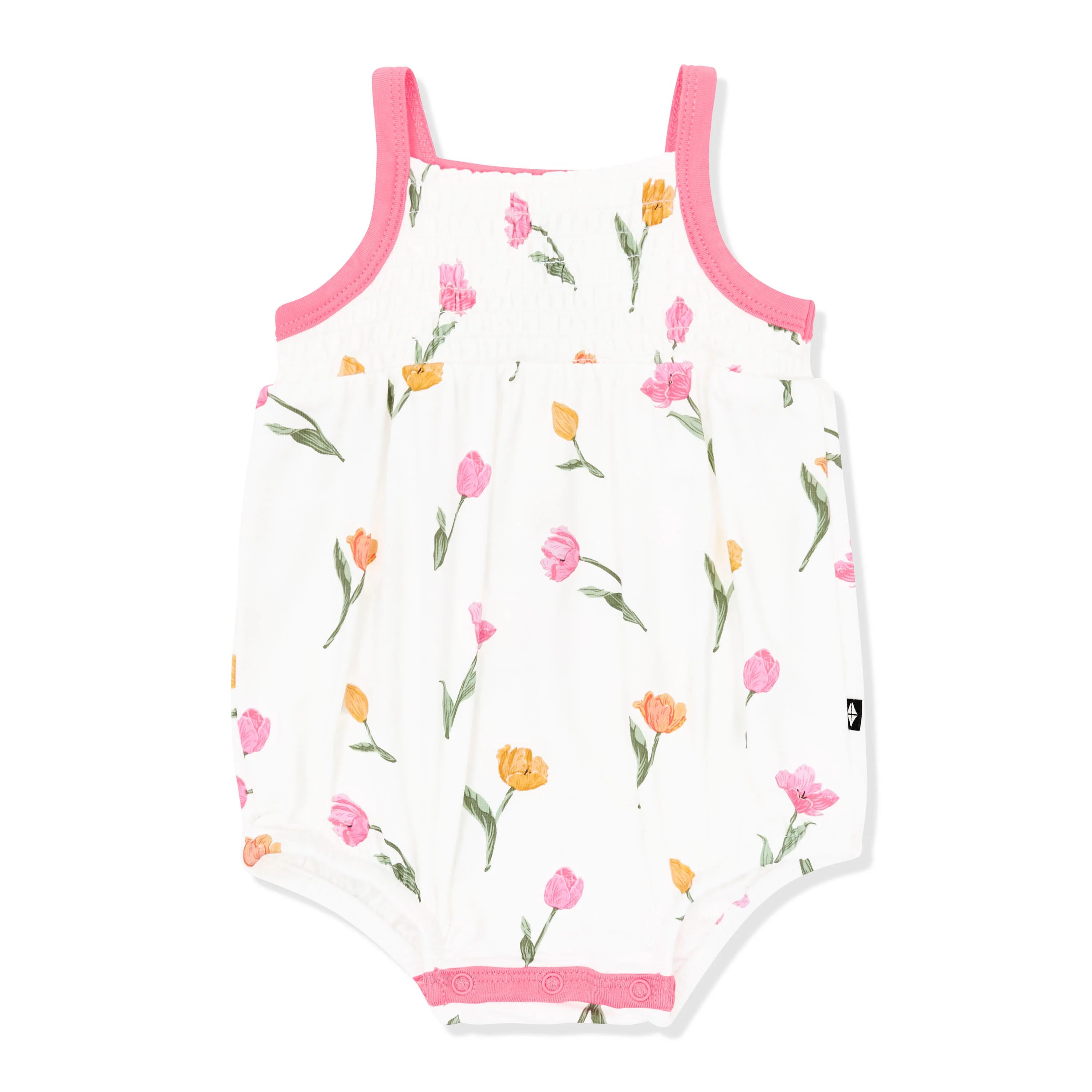 Smocked Bubble Romper in Tulip - Image 2