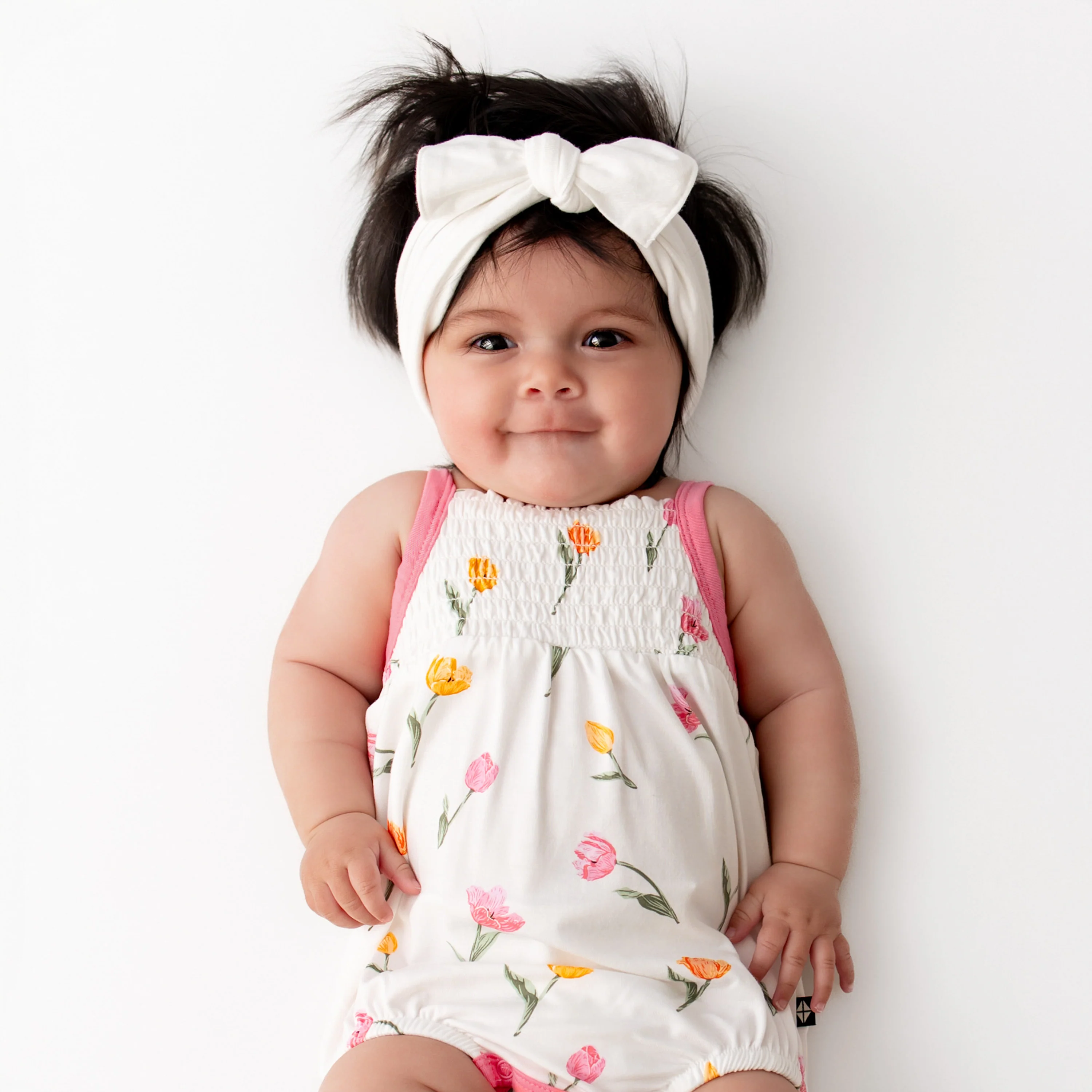 Smocked Bubble Romper in Tulip - Image 3