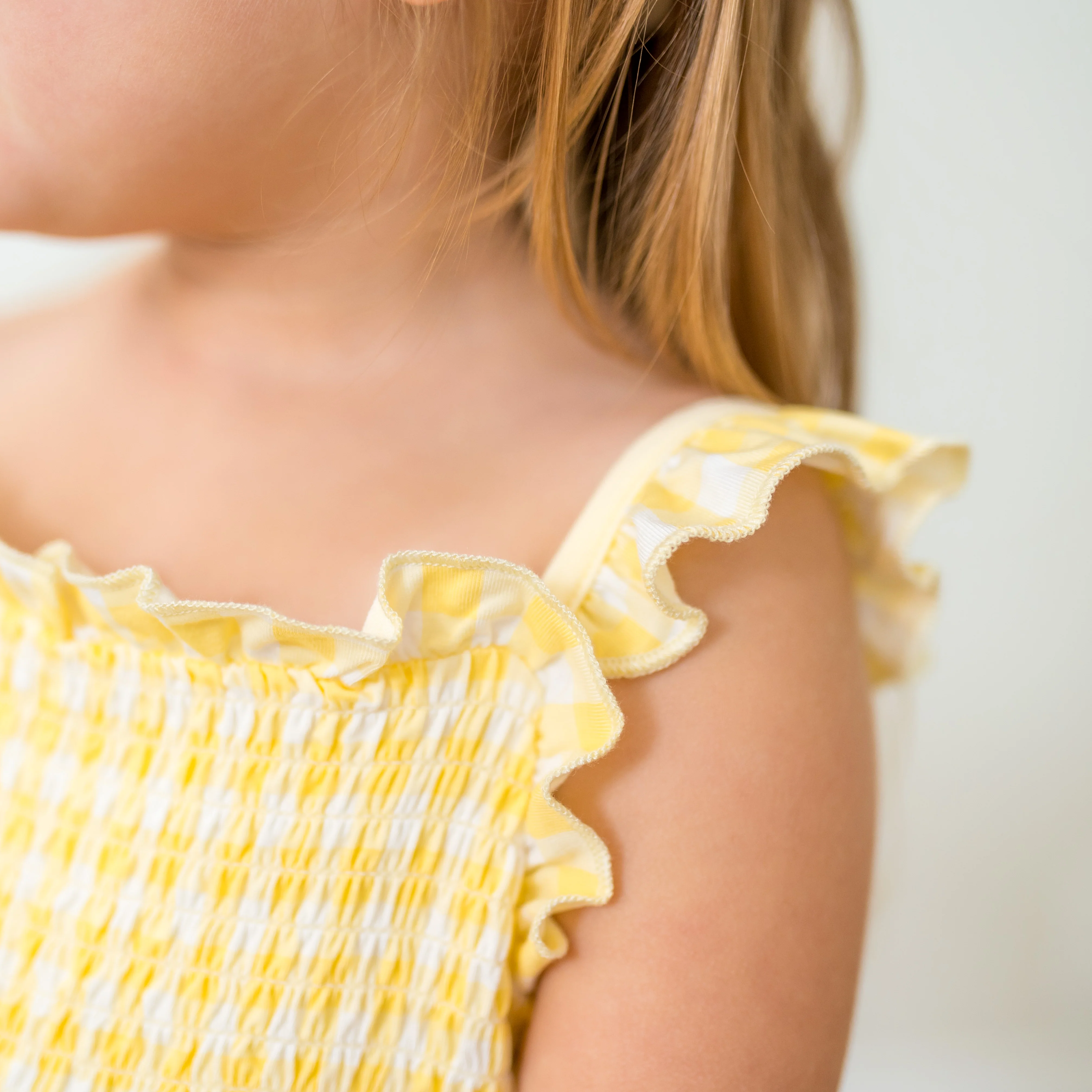Smocked Dress in Gingham Chamomile - Image 3