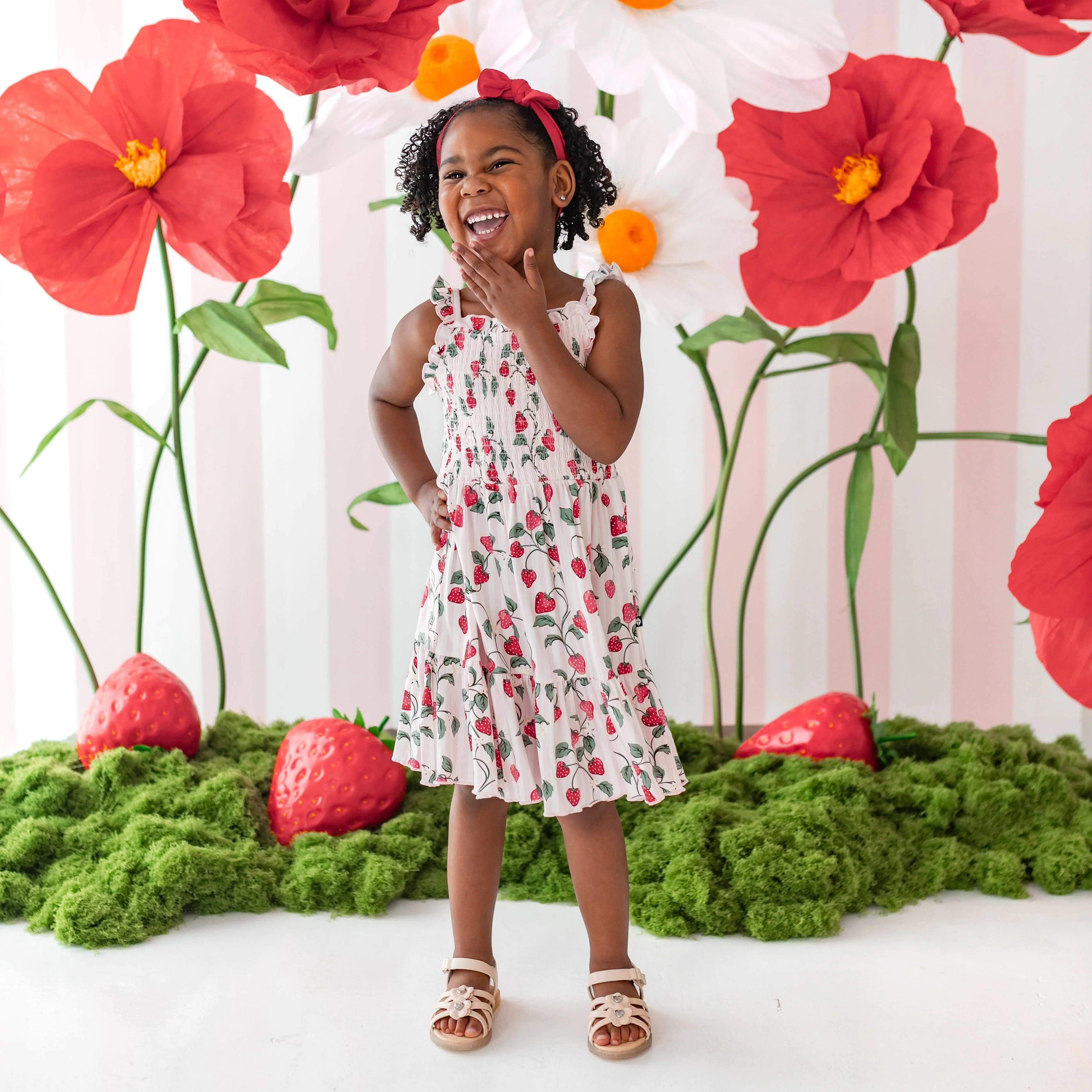 Smocked Dress in Strawberry Fields - Image 3