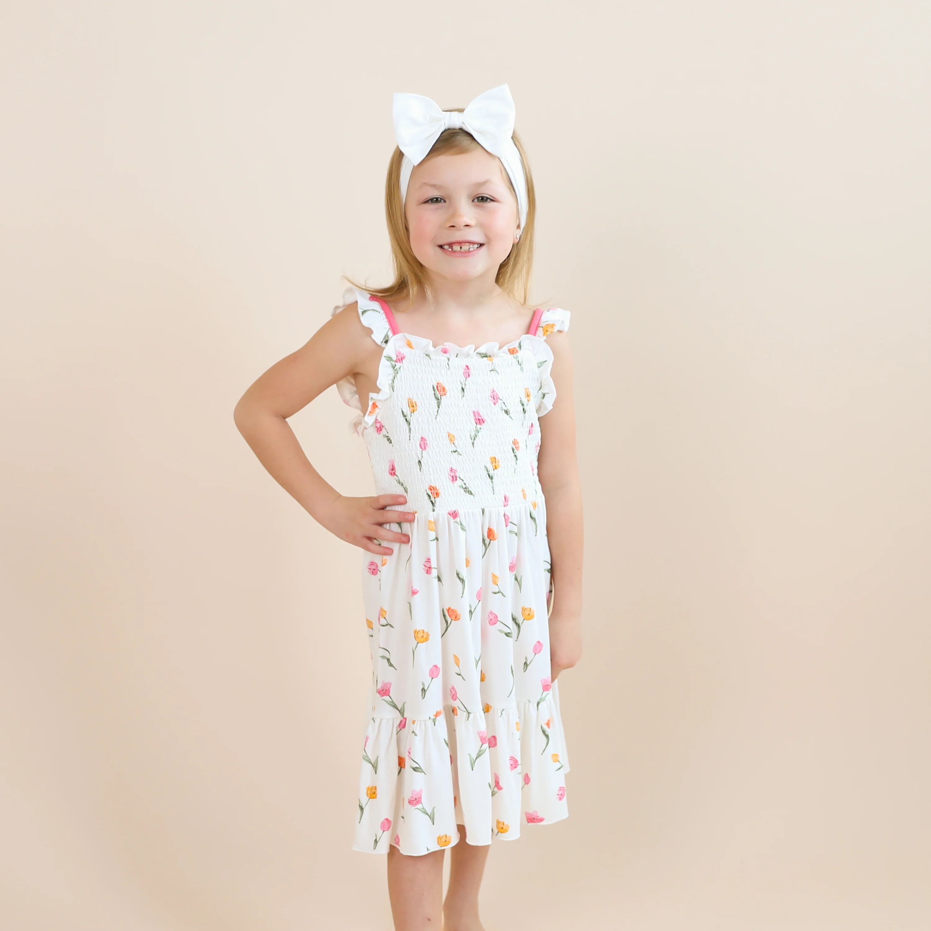 Smocked Dress in Tulip - Image 3