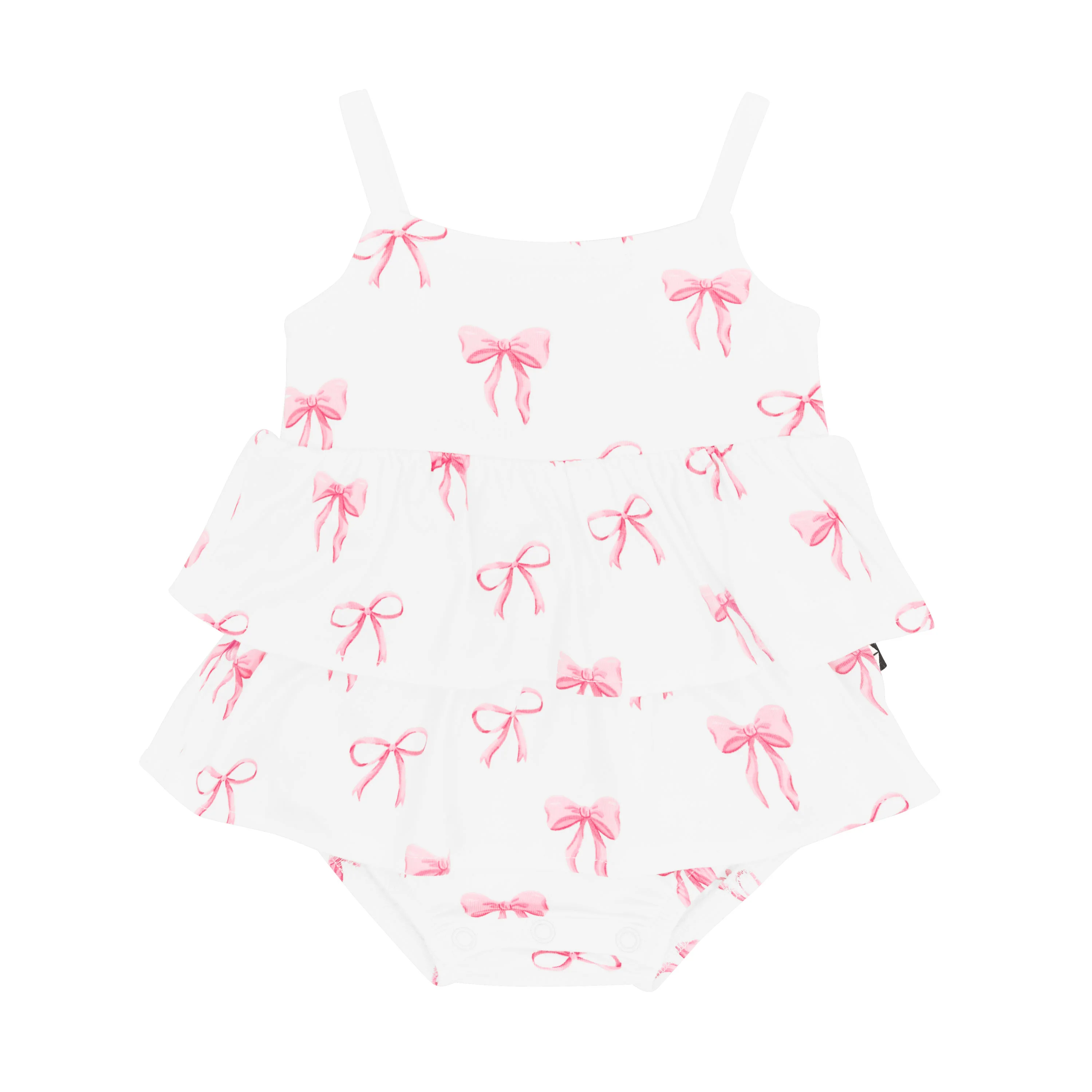 Spaghetti Strap Ruffle Romper in Bow - Image 2