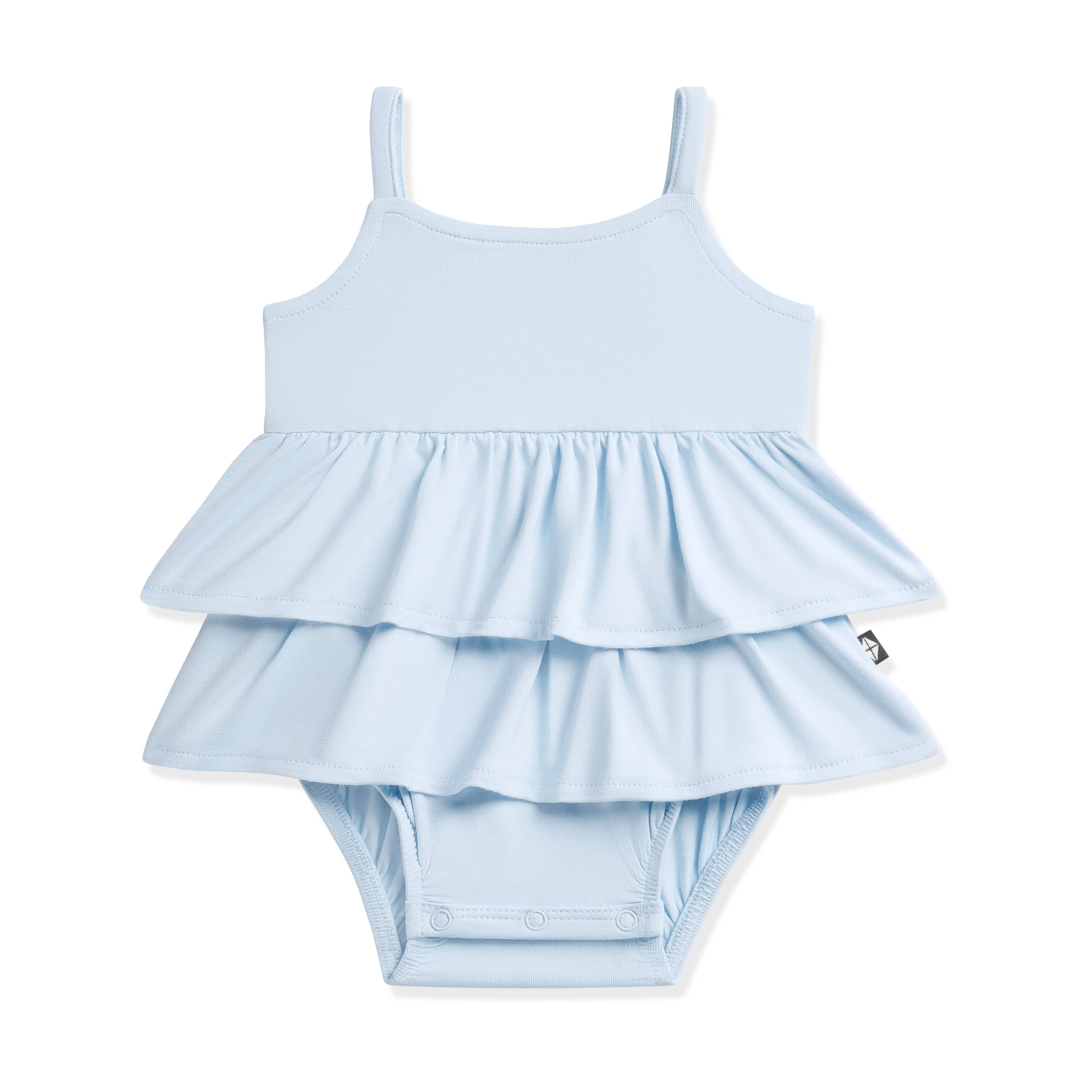 Spaghetti Strap Ruffle Romper in Breeze - Image 2