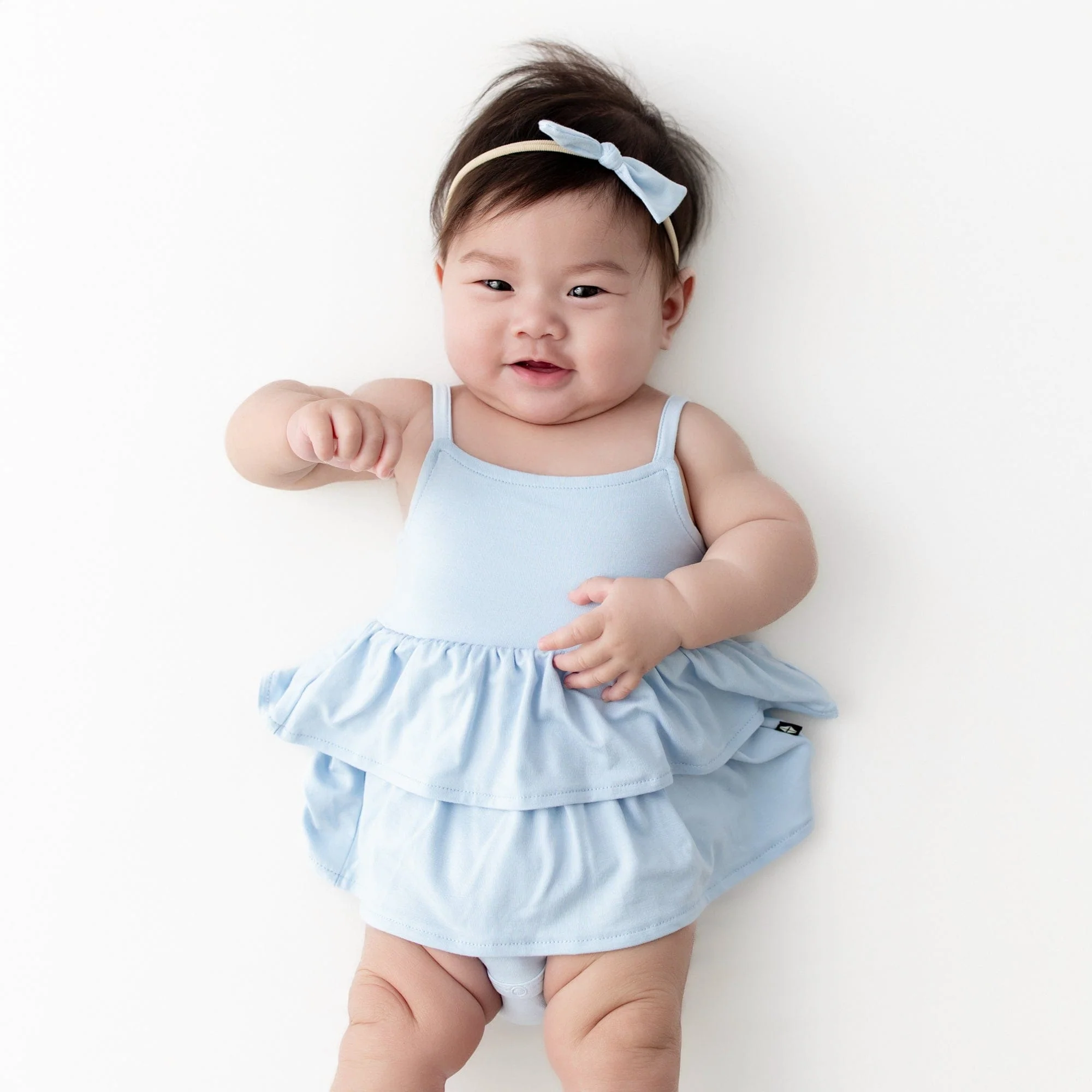 Spaghetti Strap Ruffle Romper in Breeze - Image 4