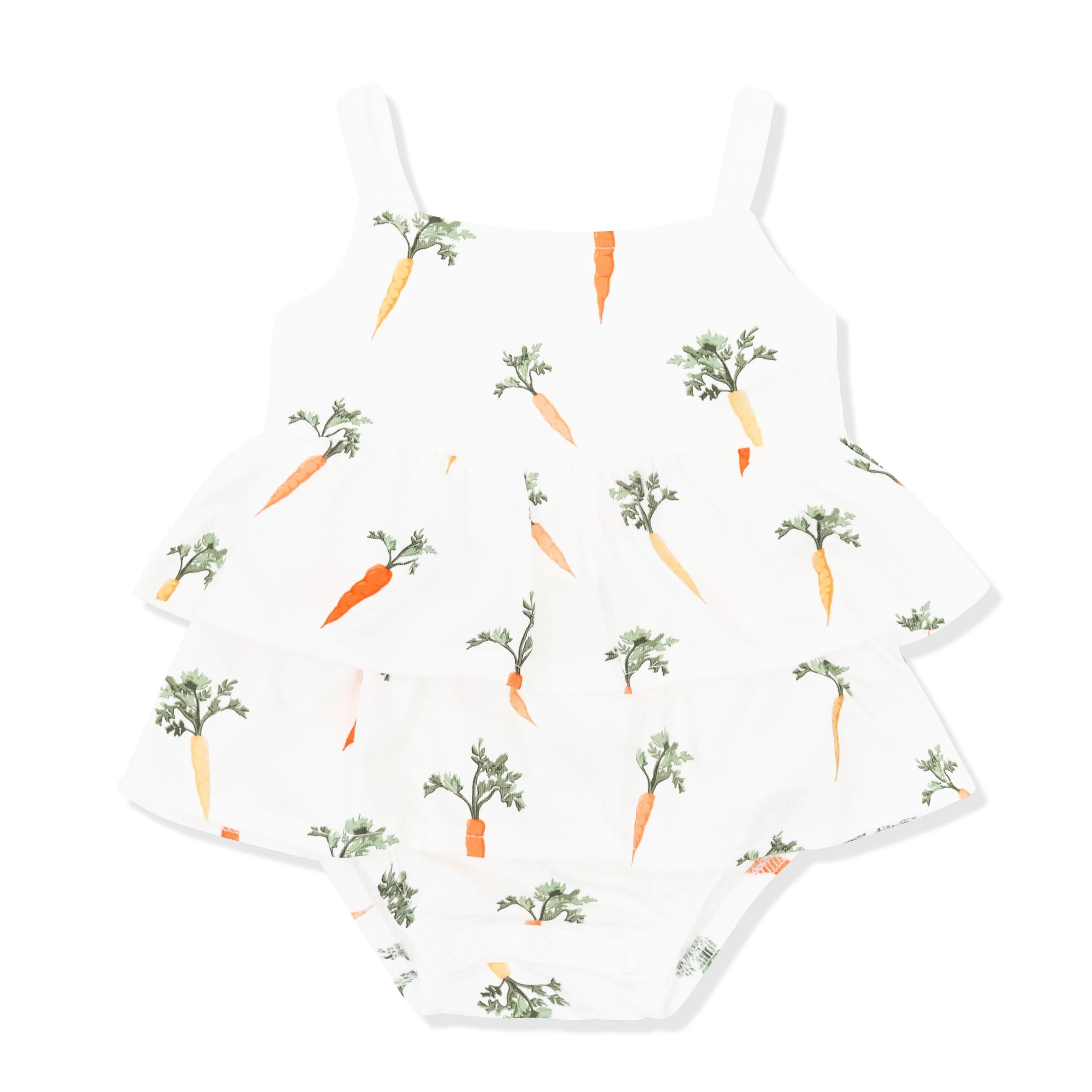 Spaghetti Strap Ruffle Romper in Carrot - Image 2