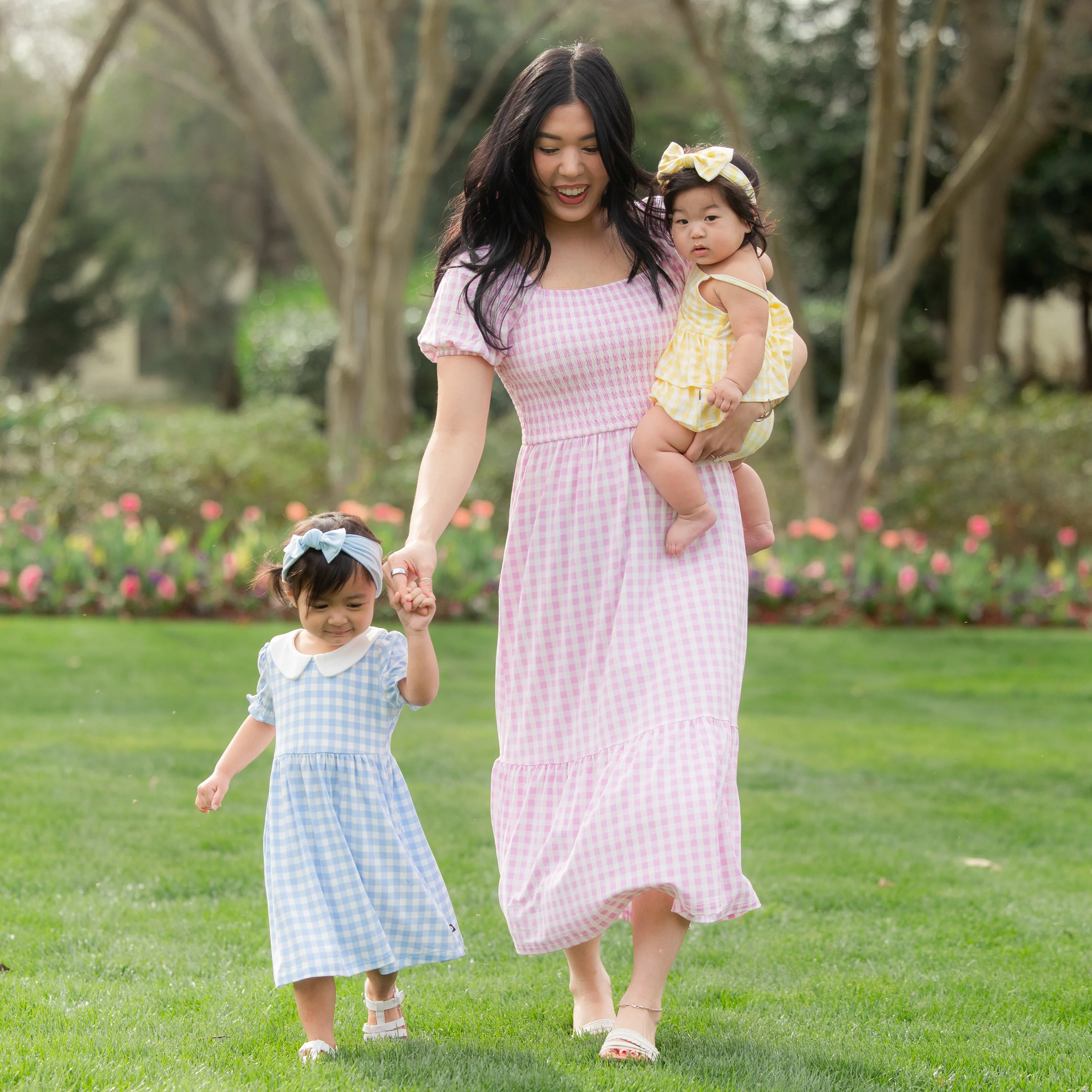Spaghetti Strap Ruffle Romper in Gingham Chamomile - Image 3