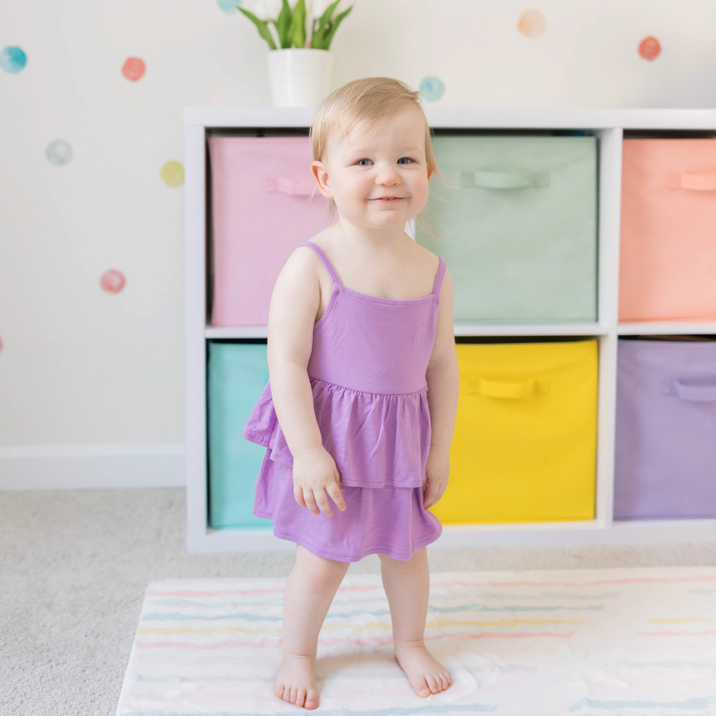 Spaghetti Strap Ruffle Romper in Poi - Image 3