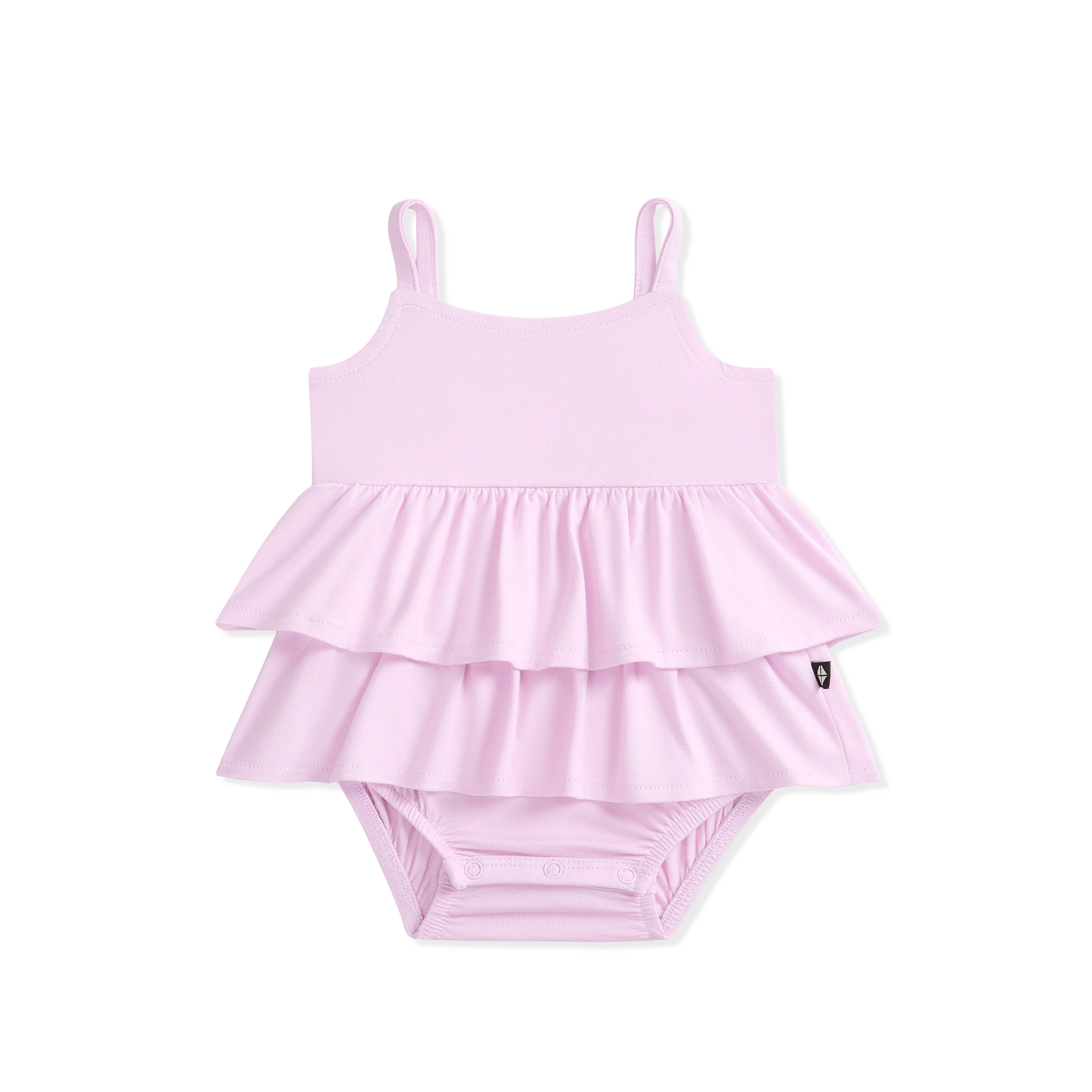 Spaghetti Strap Ruffle Romper in Thistle - Image 2