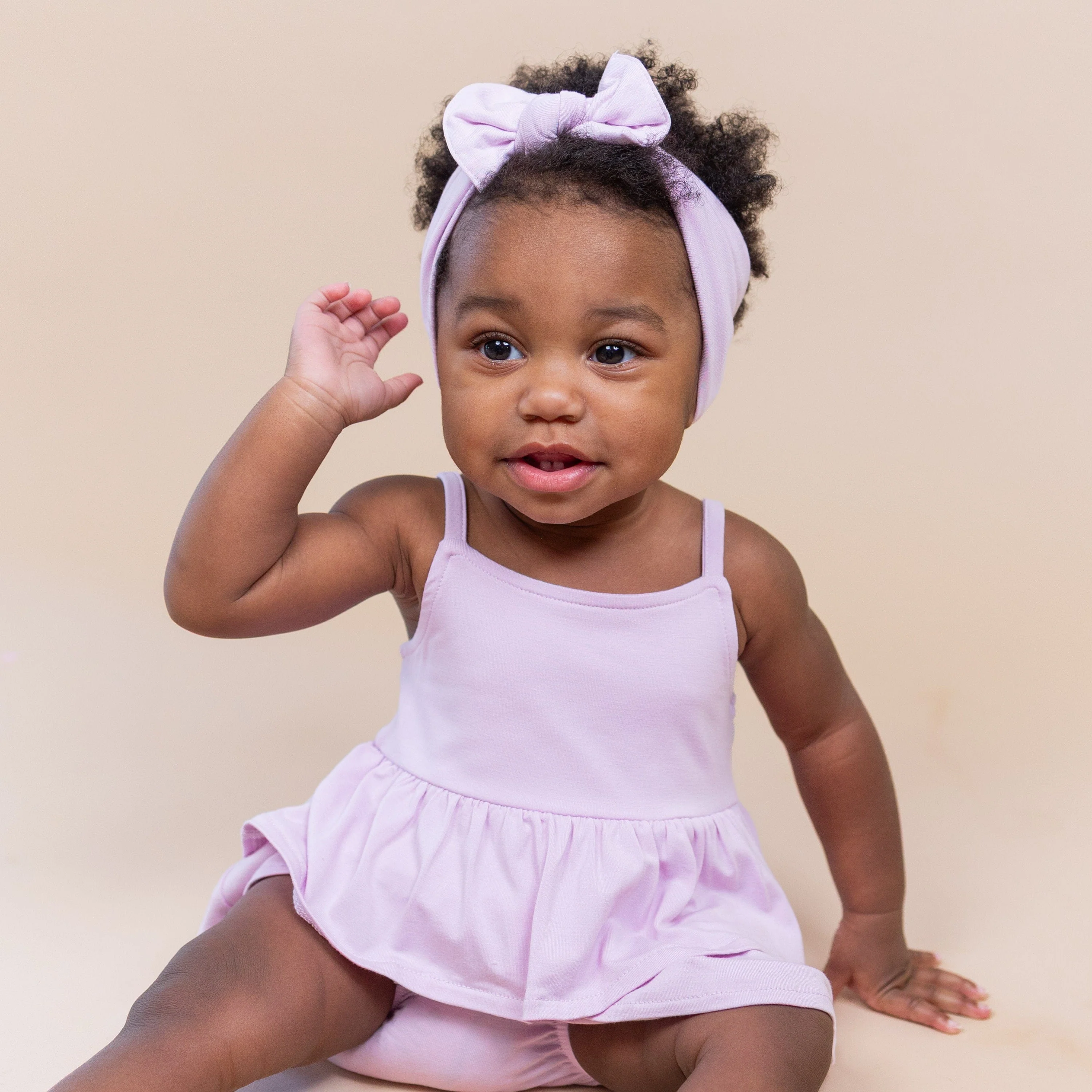 Spaghetti Strap Ruffle Romper in Thistle - Image 3