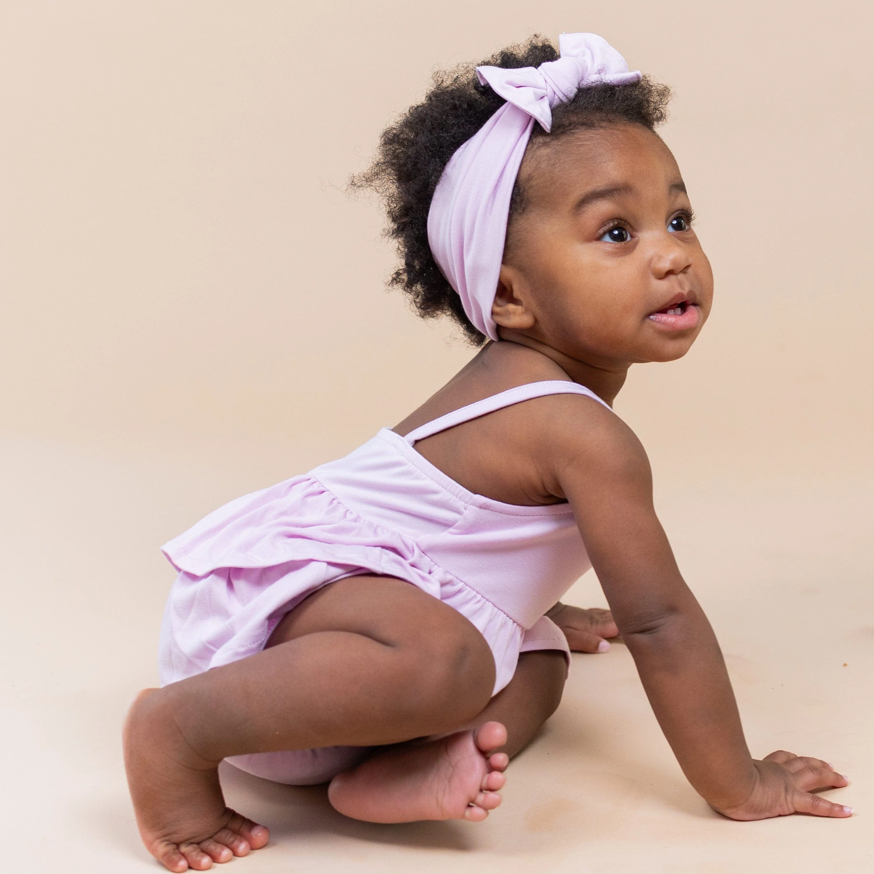 Spaghetti Strap Ruffle Romper in Thistle - Image 4
