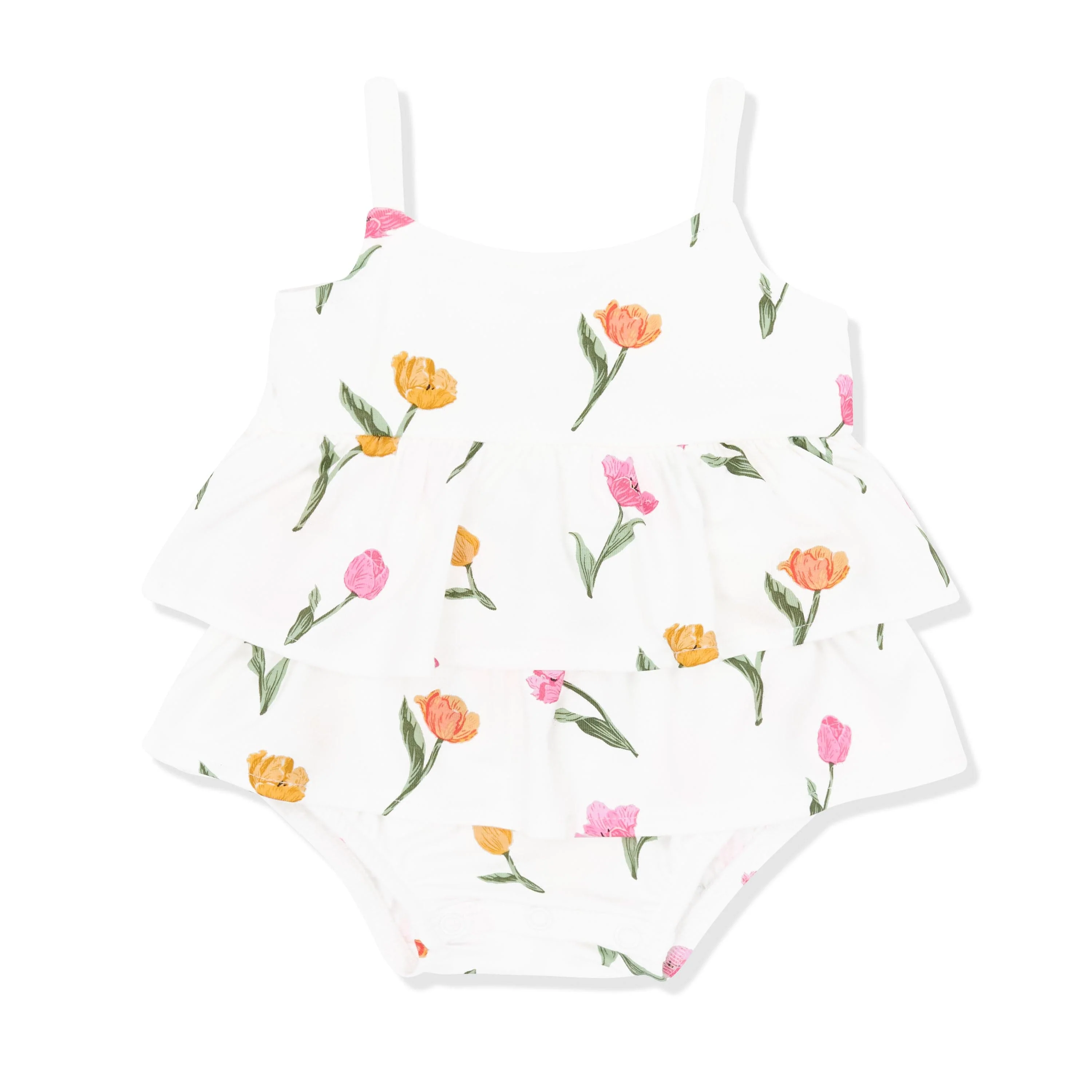 Spaghetti Strap Ruffle Romper in Tulip - Image 2