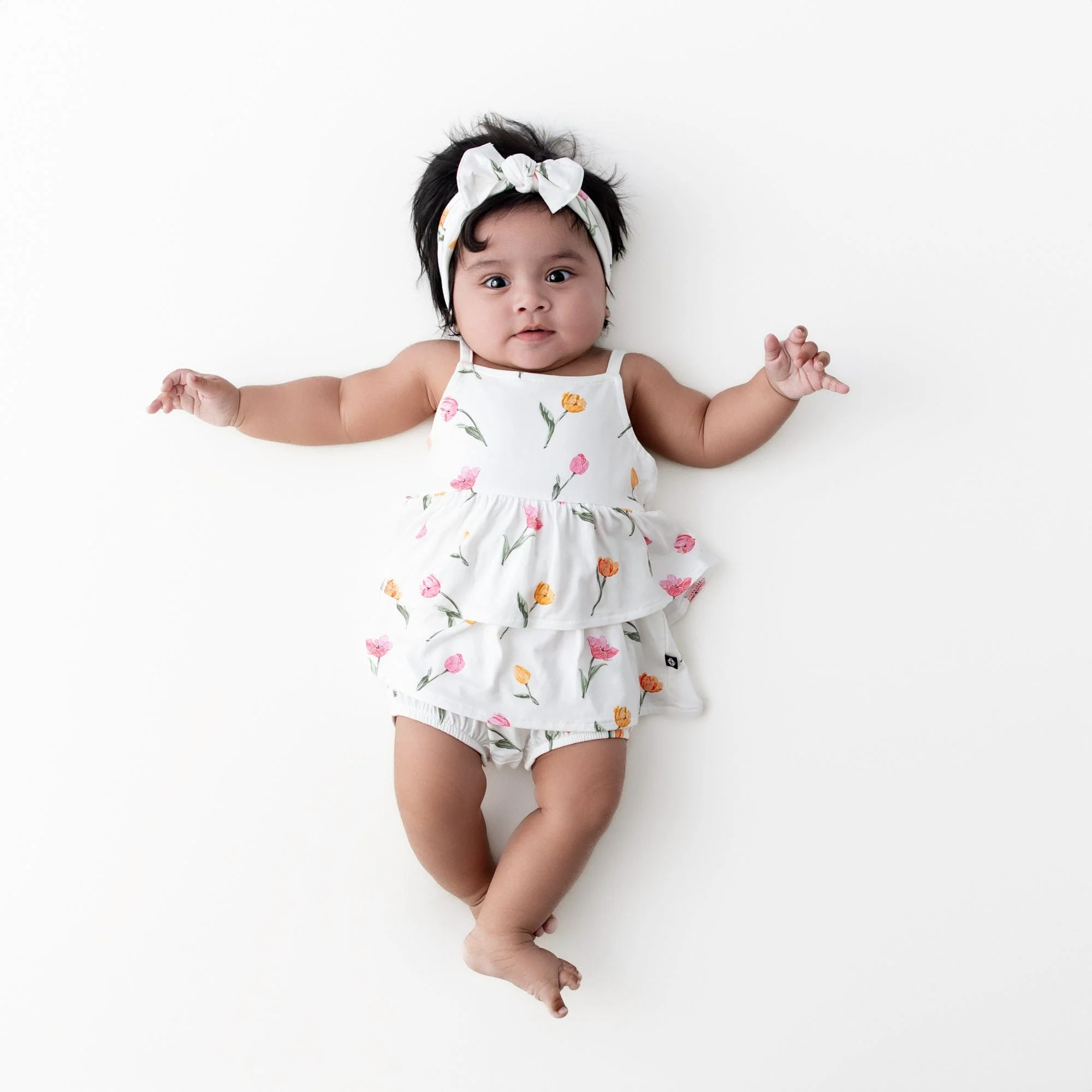 Spaghetti Strap Ruffle Romper in Tulip - Image 3