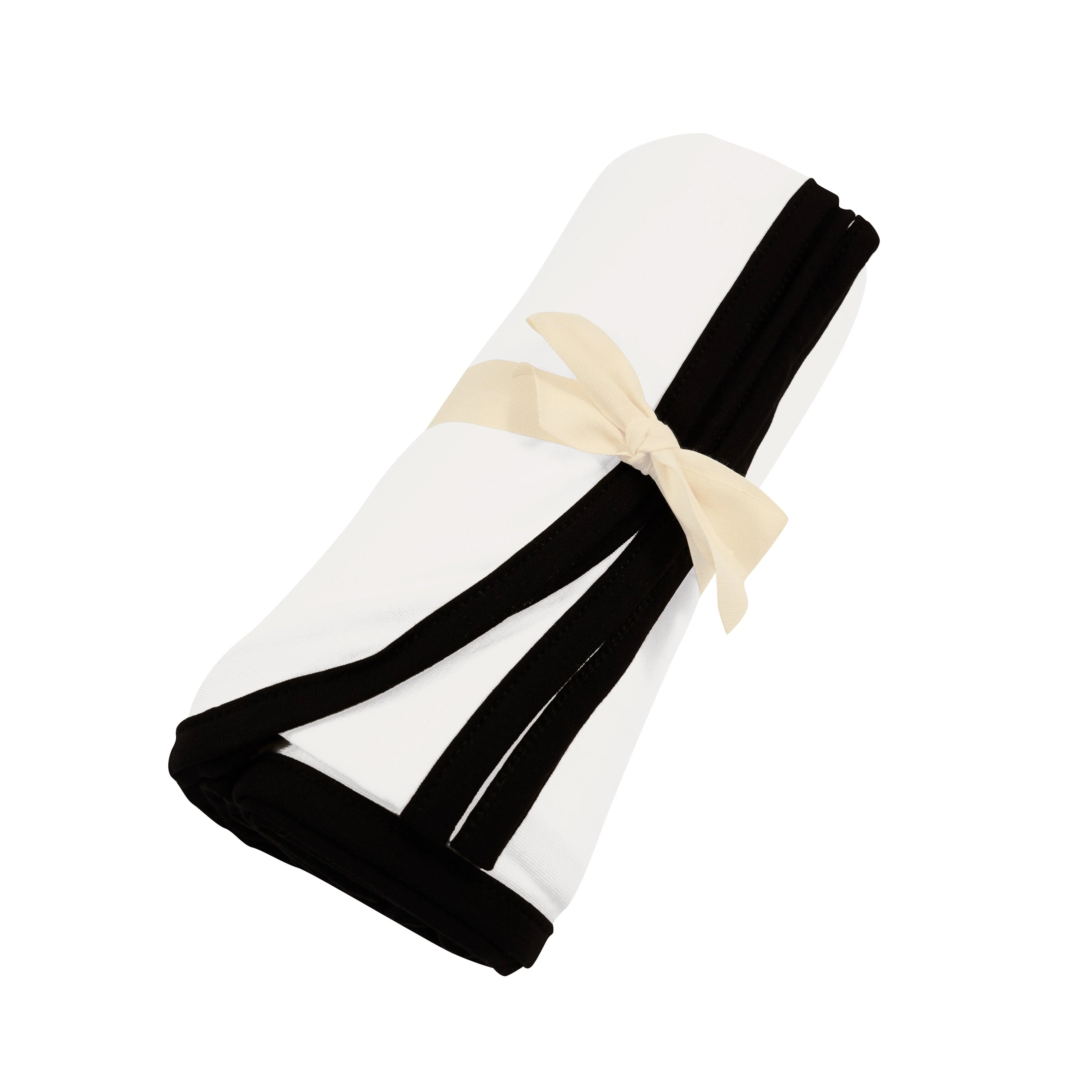 Swaddle Blanket in Cloud with Midnight Trim - Image 2
