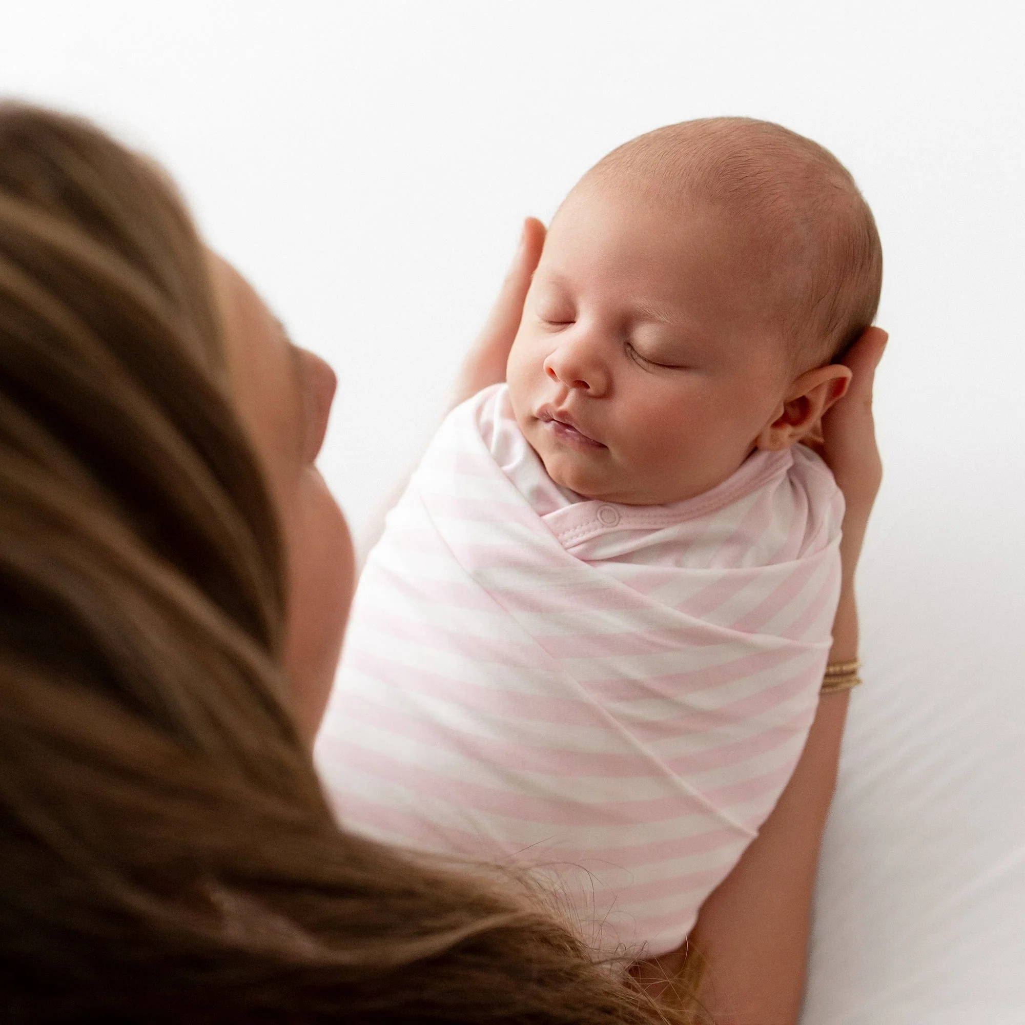 Swaddle Blanket in Small Sakura Stripe - Image 3