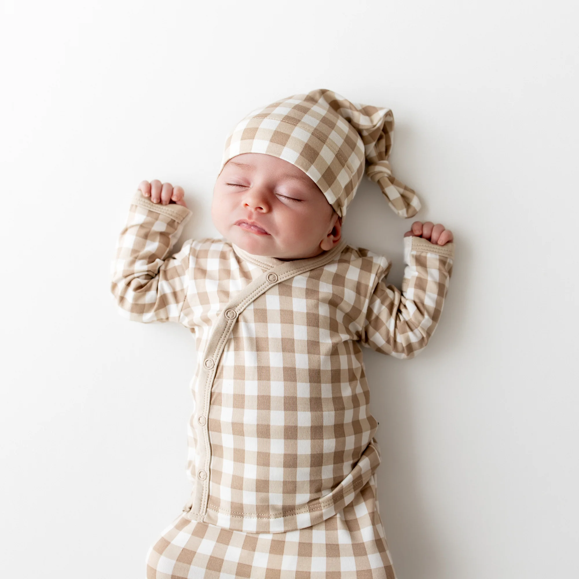 Take Me Home Set with Cap in Gingham Bisque - Image 5