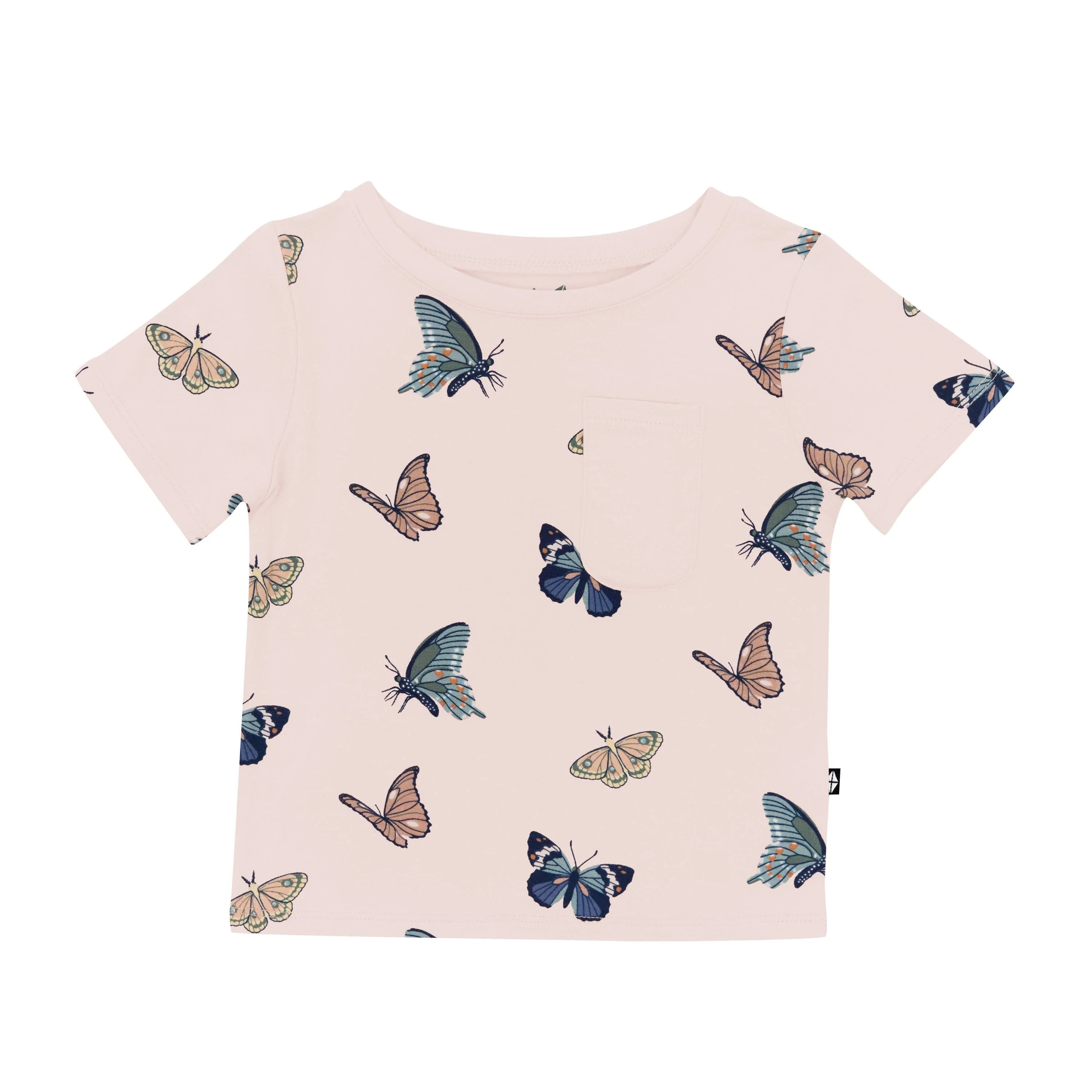 Toddler Crew Neck Tee in Blush Butterfly - Image 2