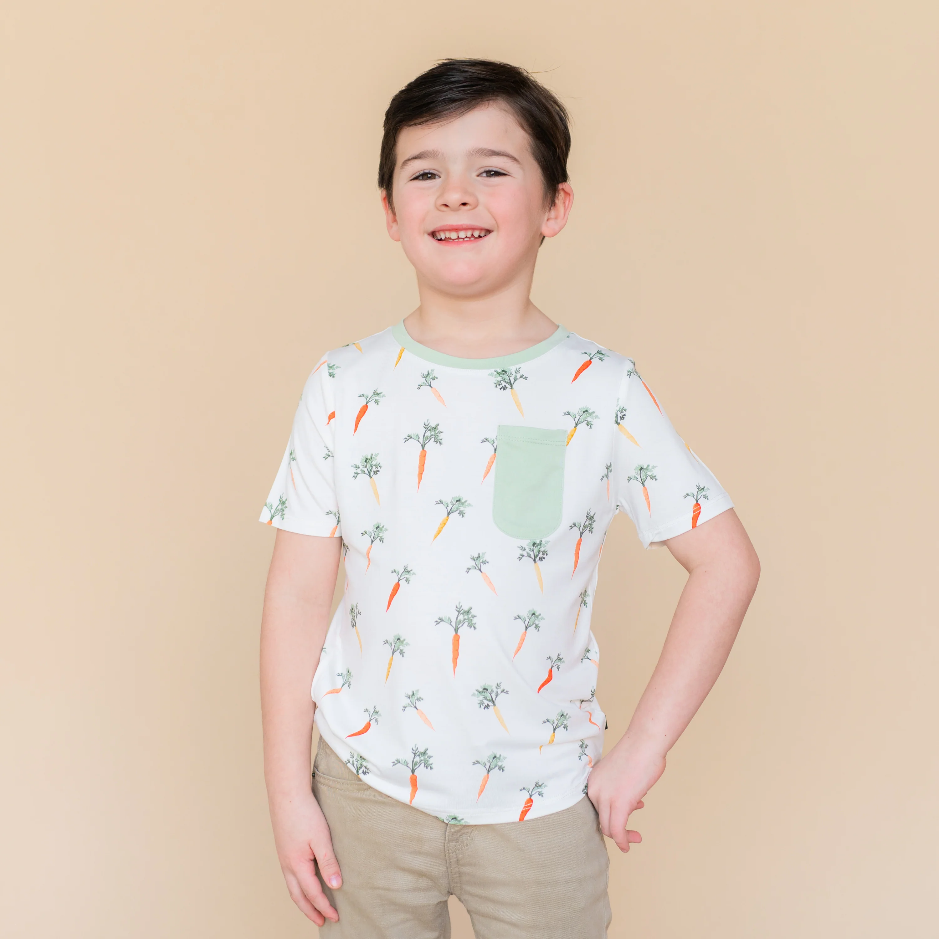Toddler Crew Neck Tee in Carrot - Image 3