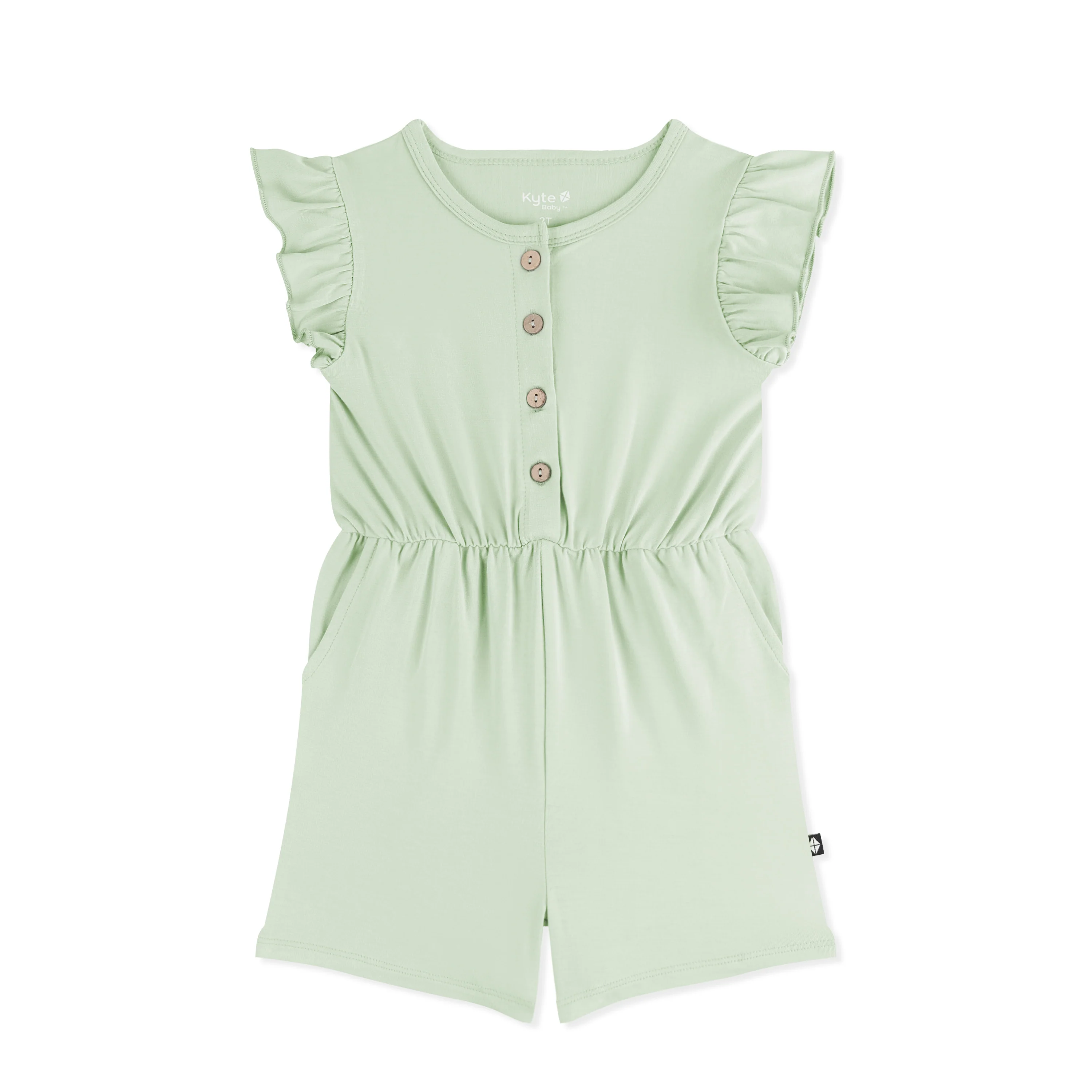 Flutter Sleeve Romper in Basil - Image 2