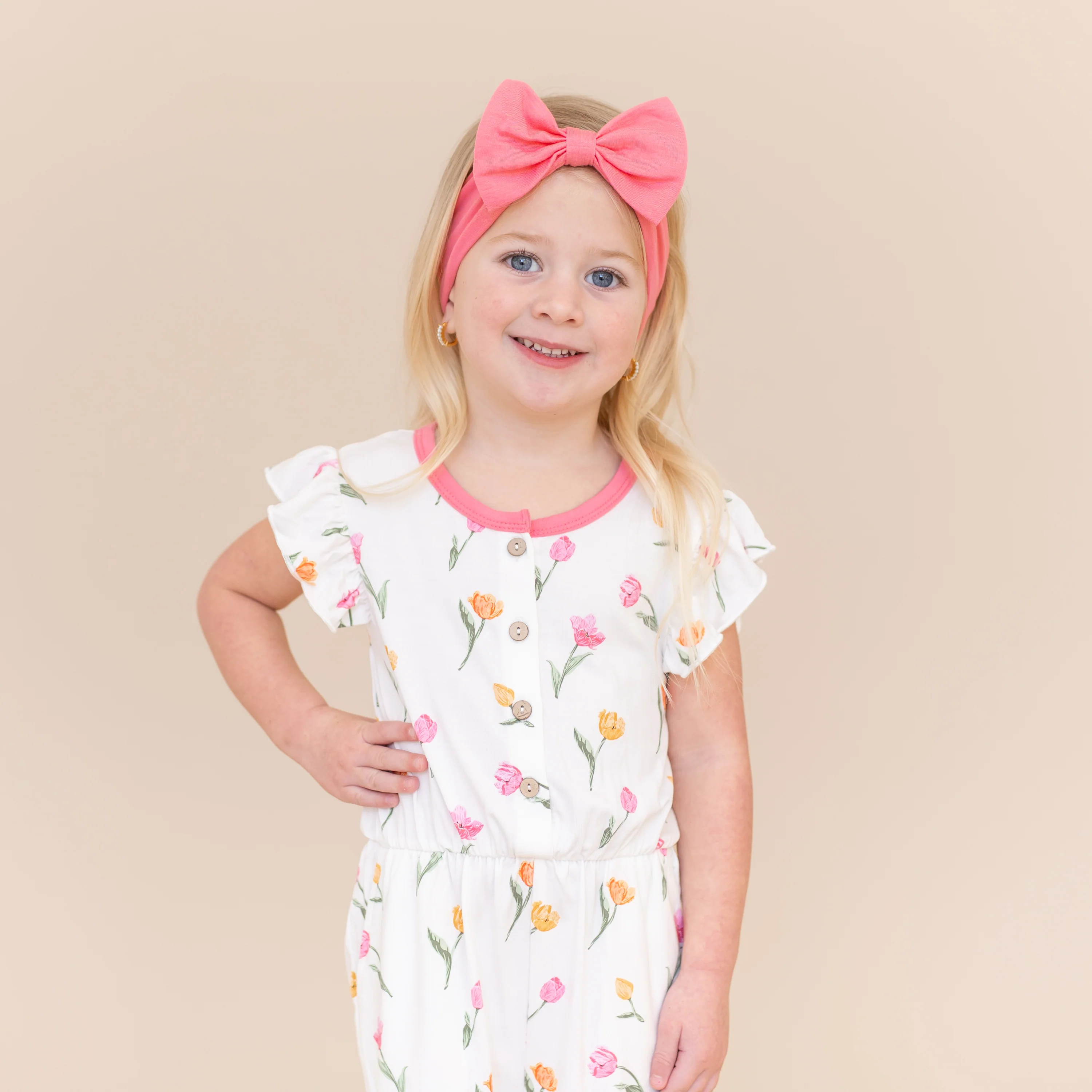 Flutter Sleeve Romper in Tulip - Image 3