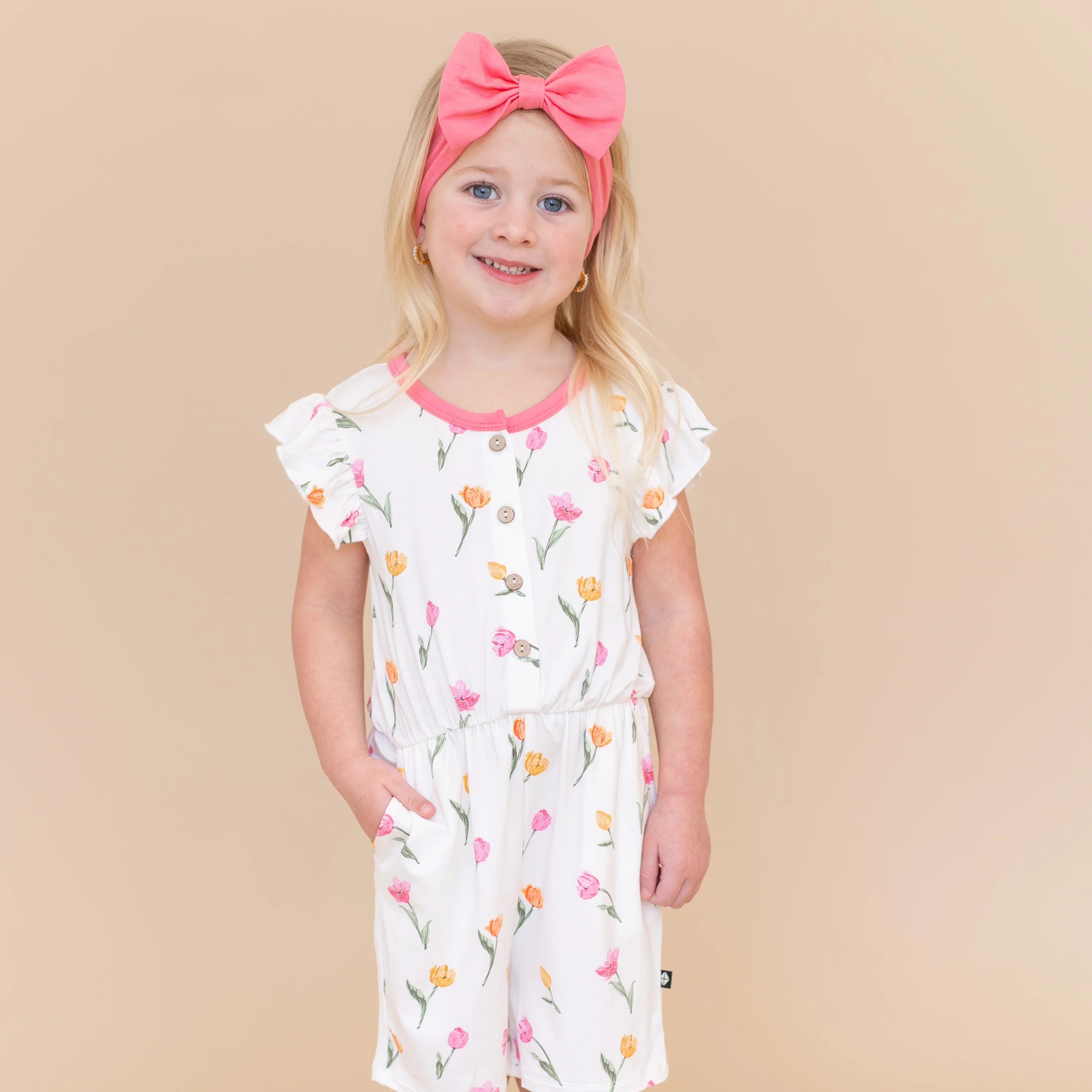 Flutter Sleeve Romper in Tulip - Image 4