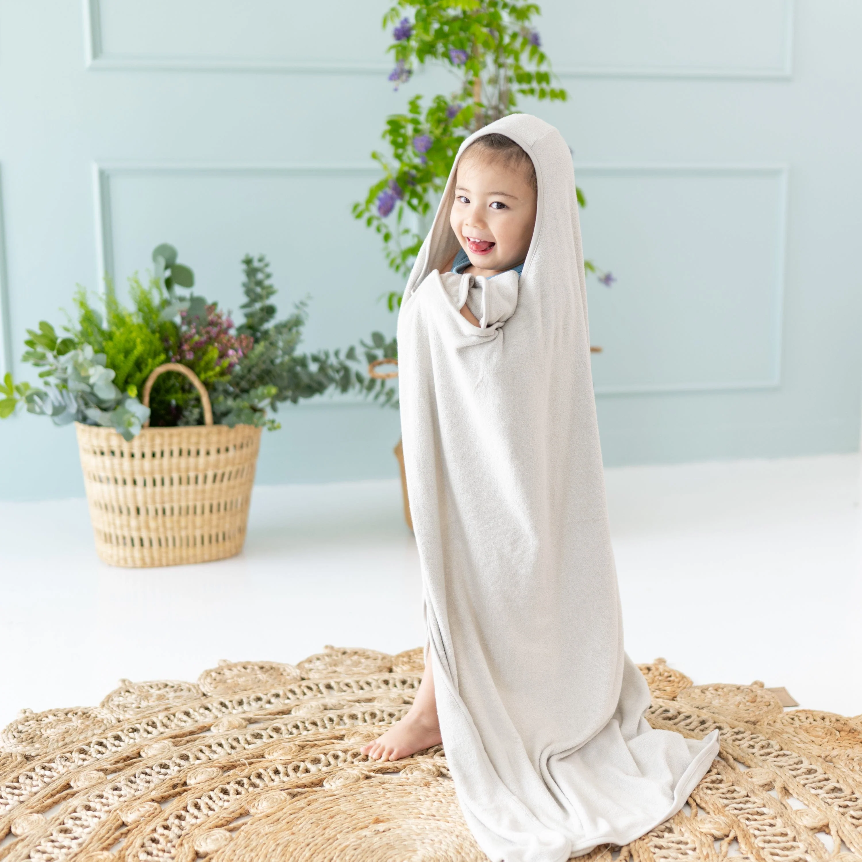 Toddler Hooded Bath Towel in Oat - Image 4