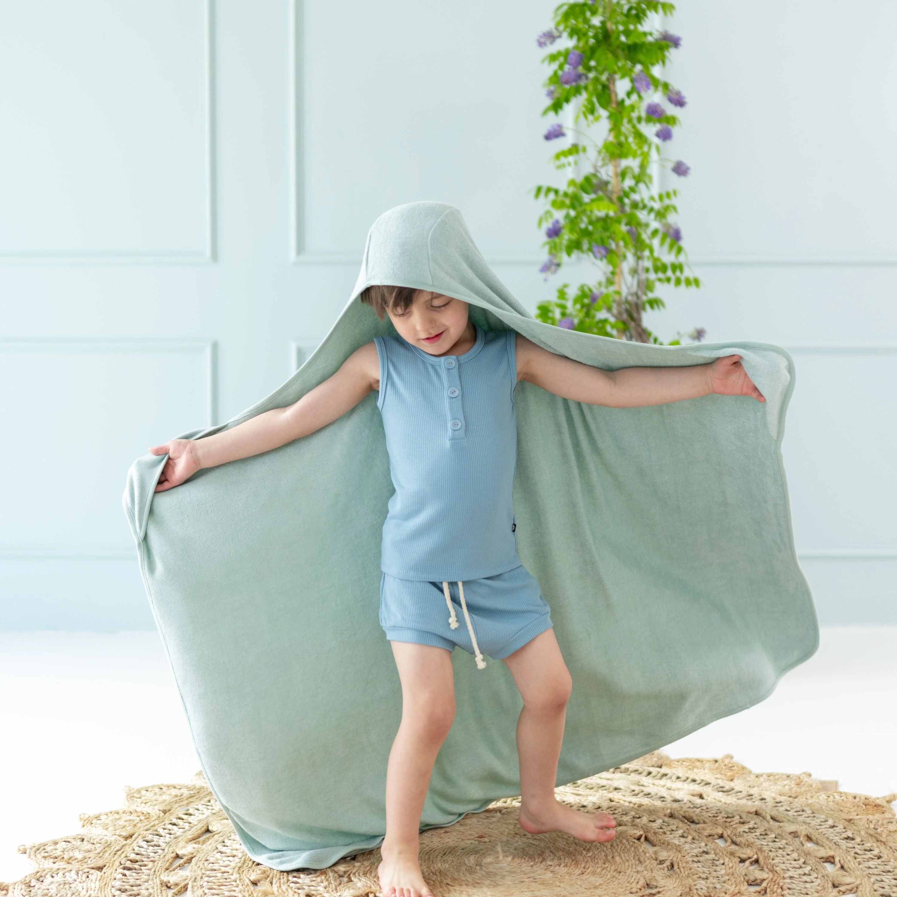Toddler Hooded Bath Towel in Sage - Image 3