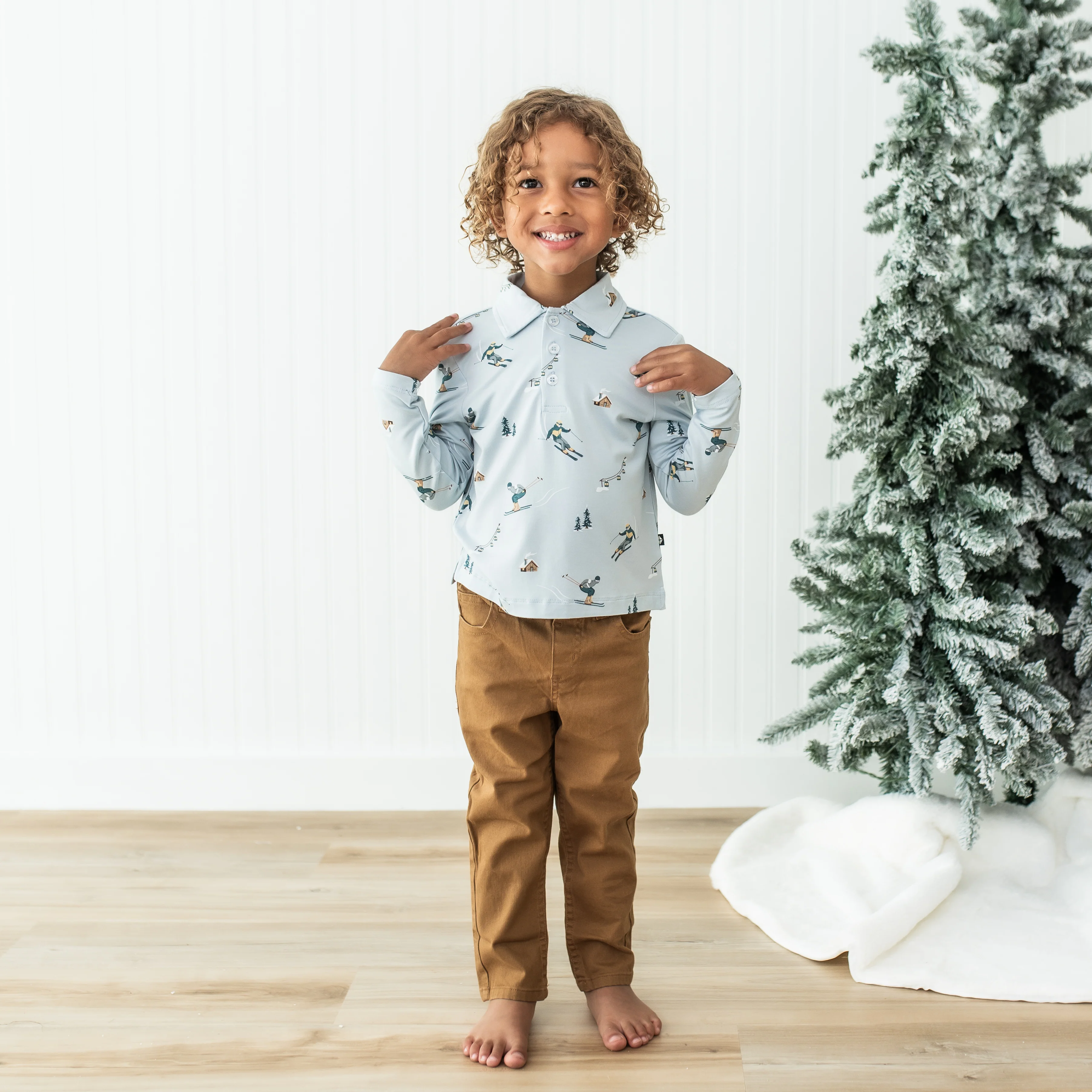 Toddler Long Sleeve Polo in Ski - Image 3