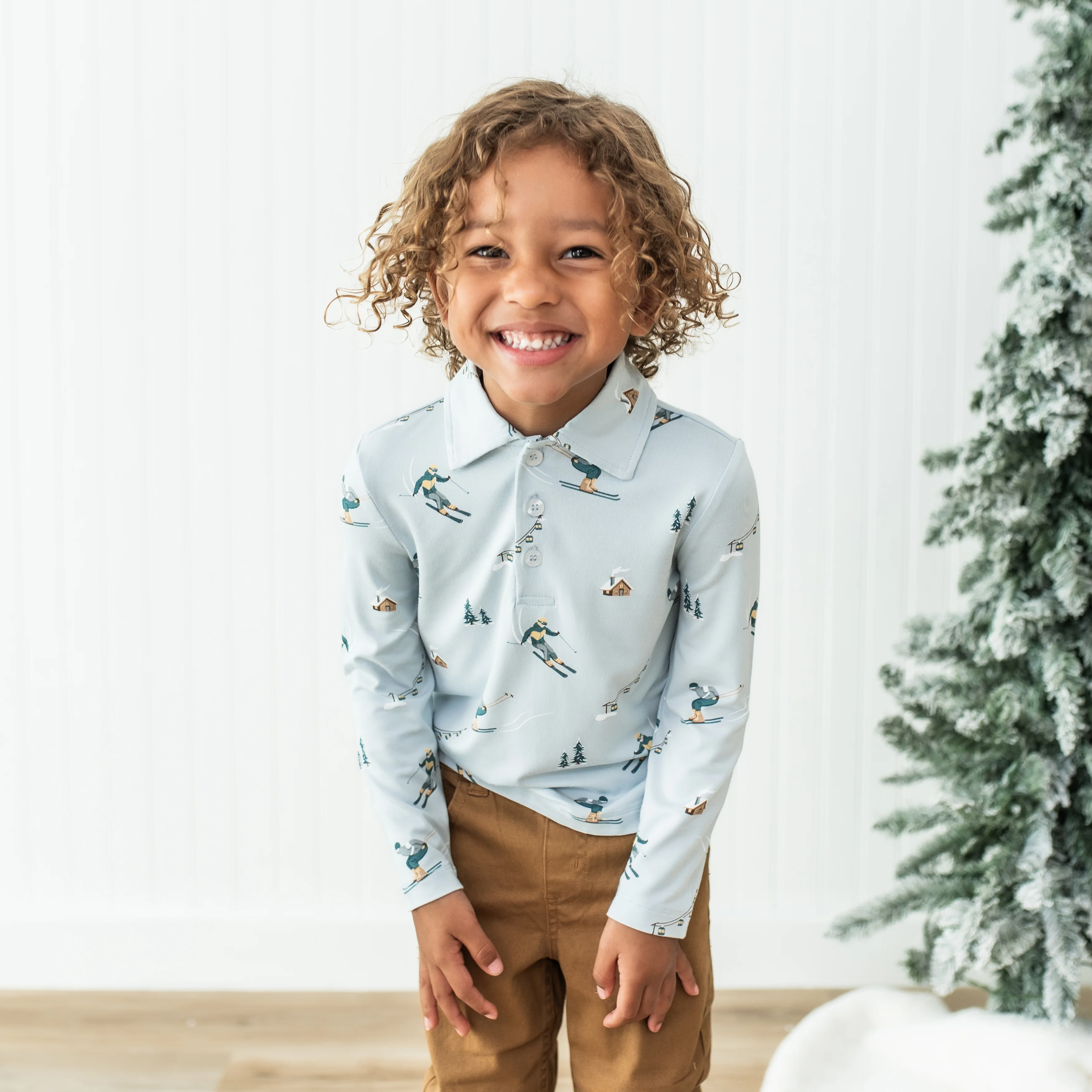 Toddler Long Sleeve Polo in Ski - Image 4