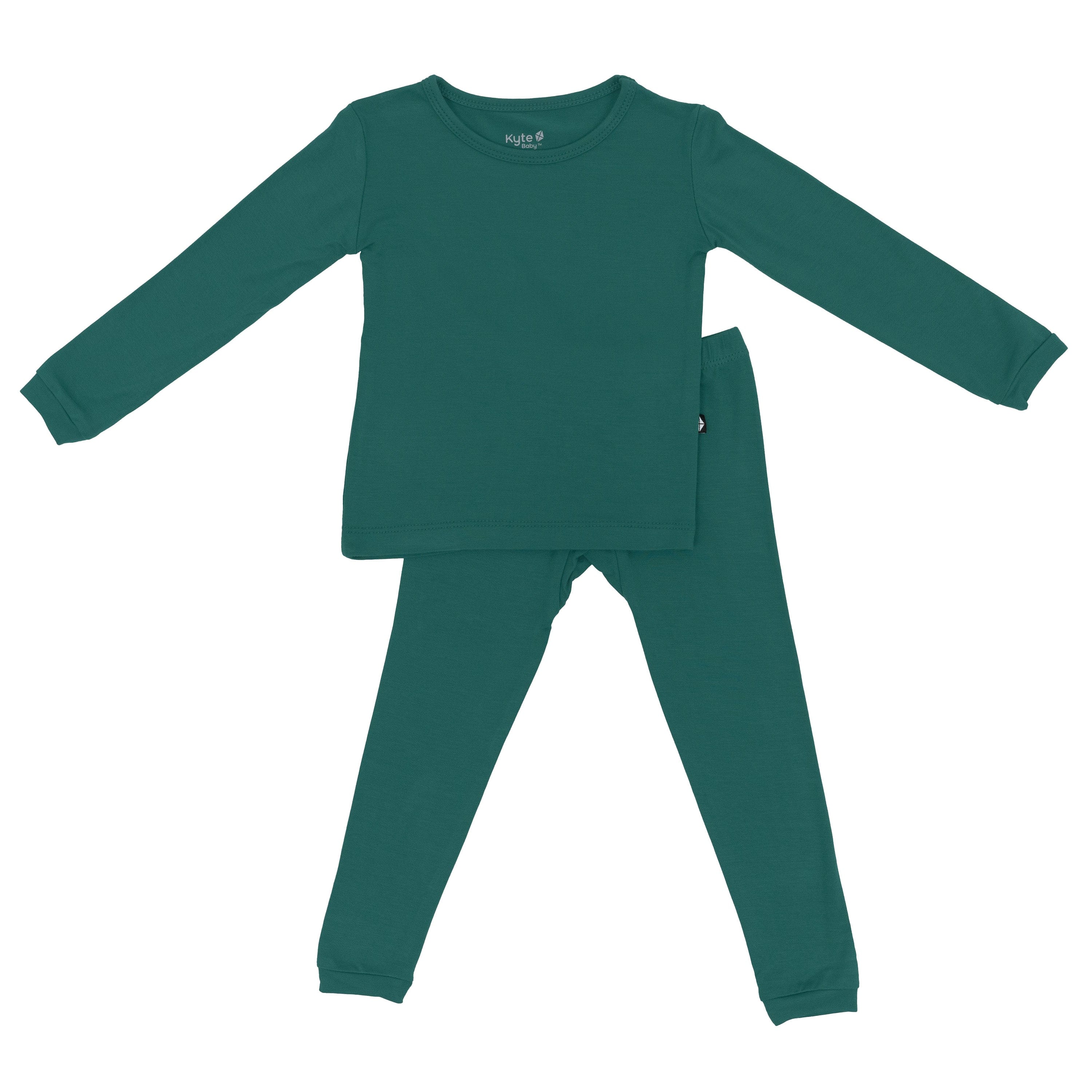 Long Sleeve Pajamas in Emerald - Image 2