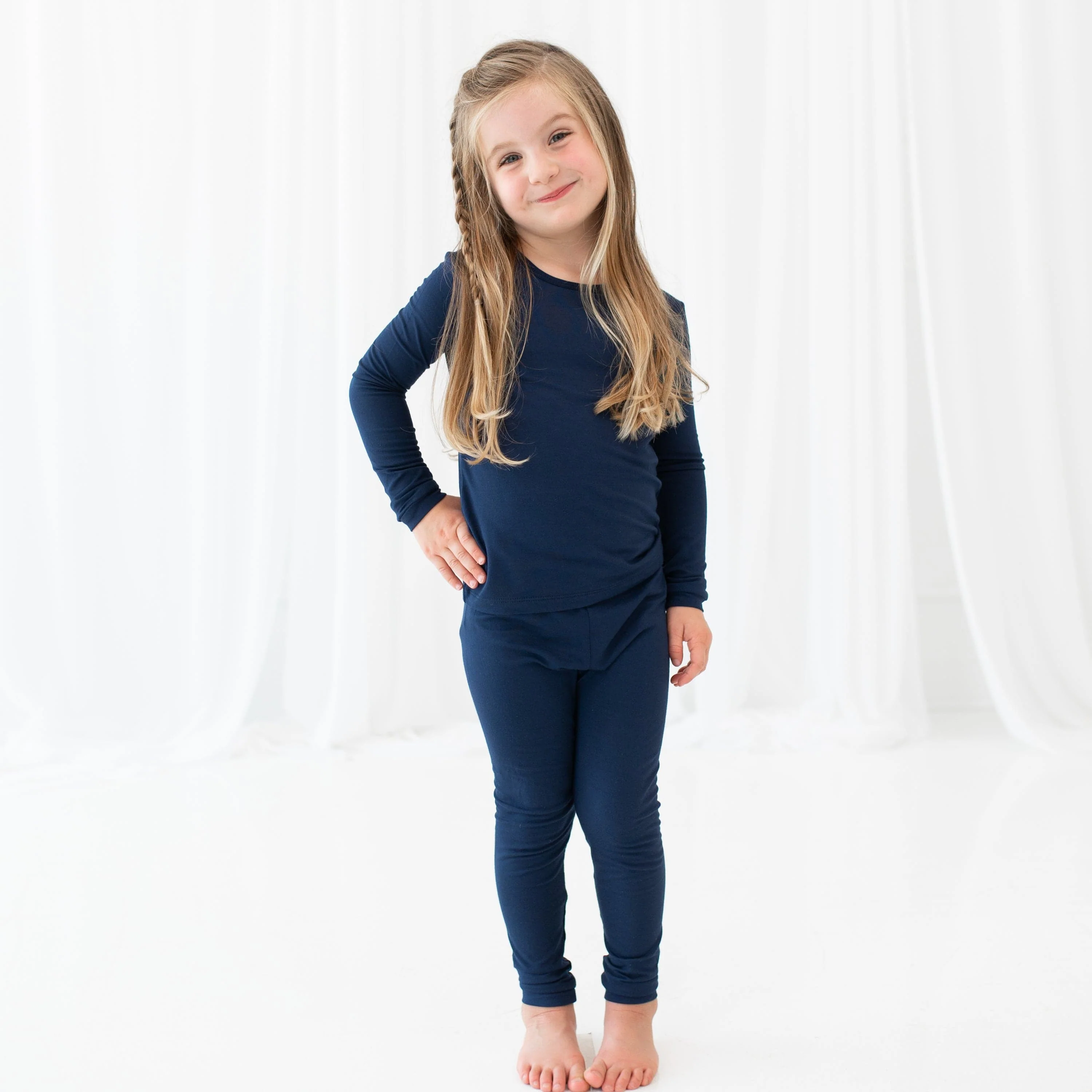 Long Sleeve Pajamas in Navy - Image 4