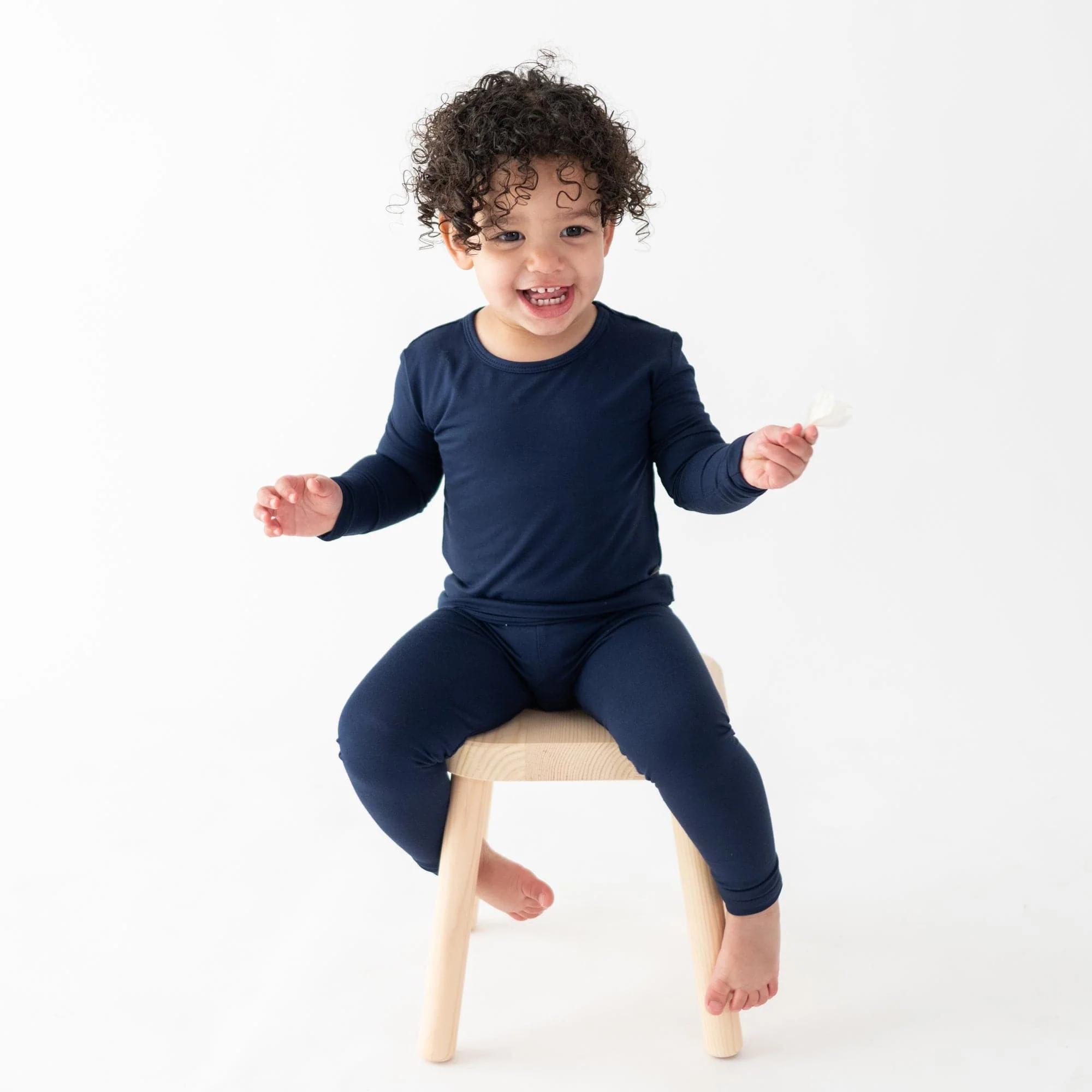 Long Sleeve Pajamas in Navy - Image 5